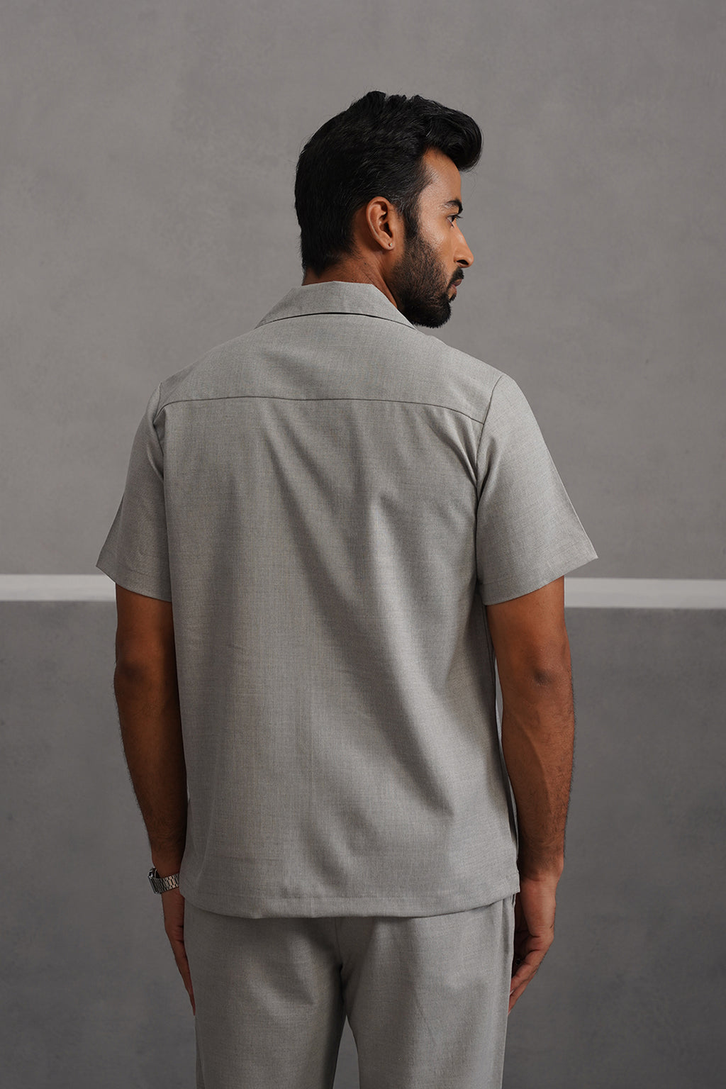 Italian Linen Lycra Double pocket Shirt - Grey