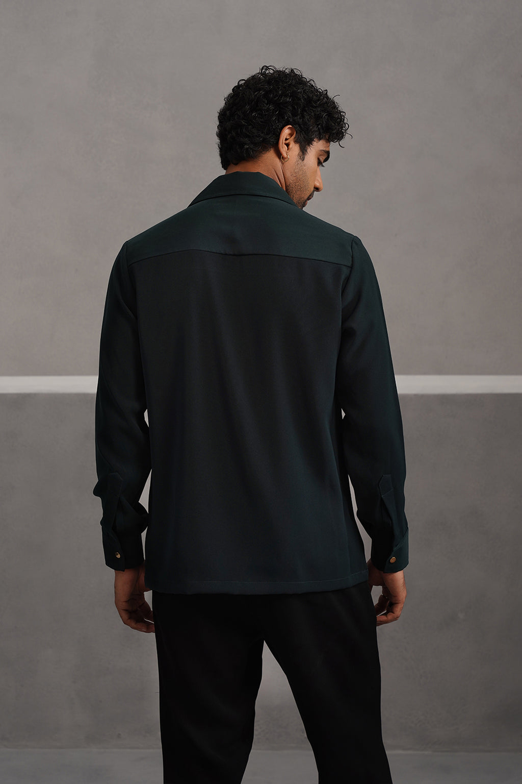 Korean Lycra Elite Full Sleeve Buckle Shirt - Bottle Green