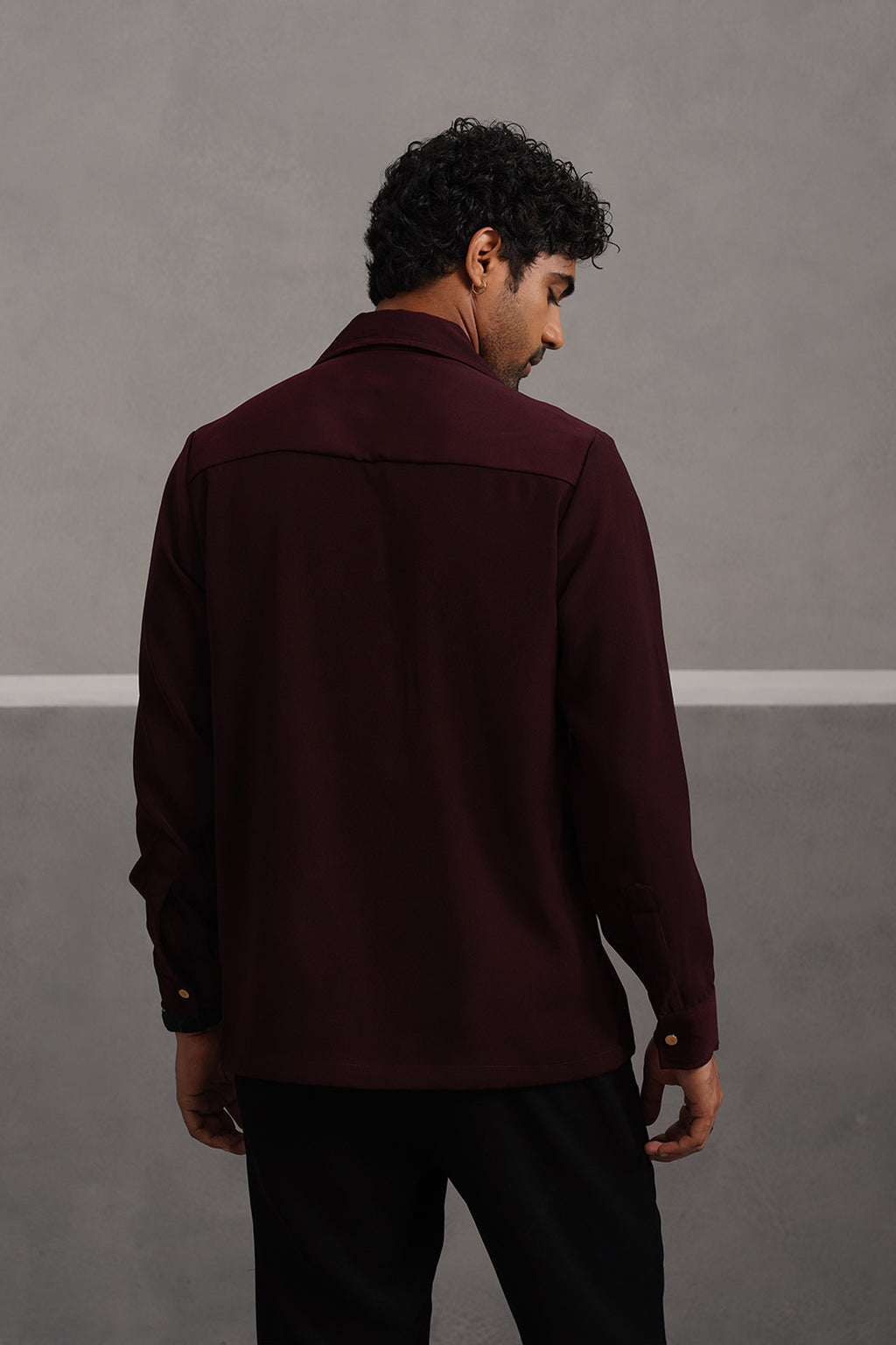 Korean Lycra Elite Full Sleeve Buckle Shirt -Wine