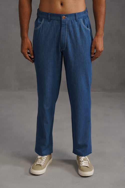 Cotton denim flexi waist lightweight jeans