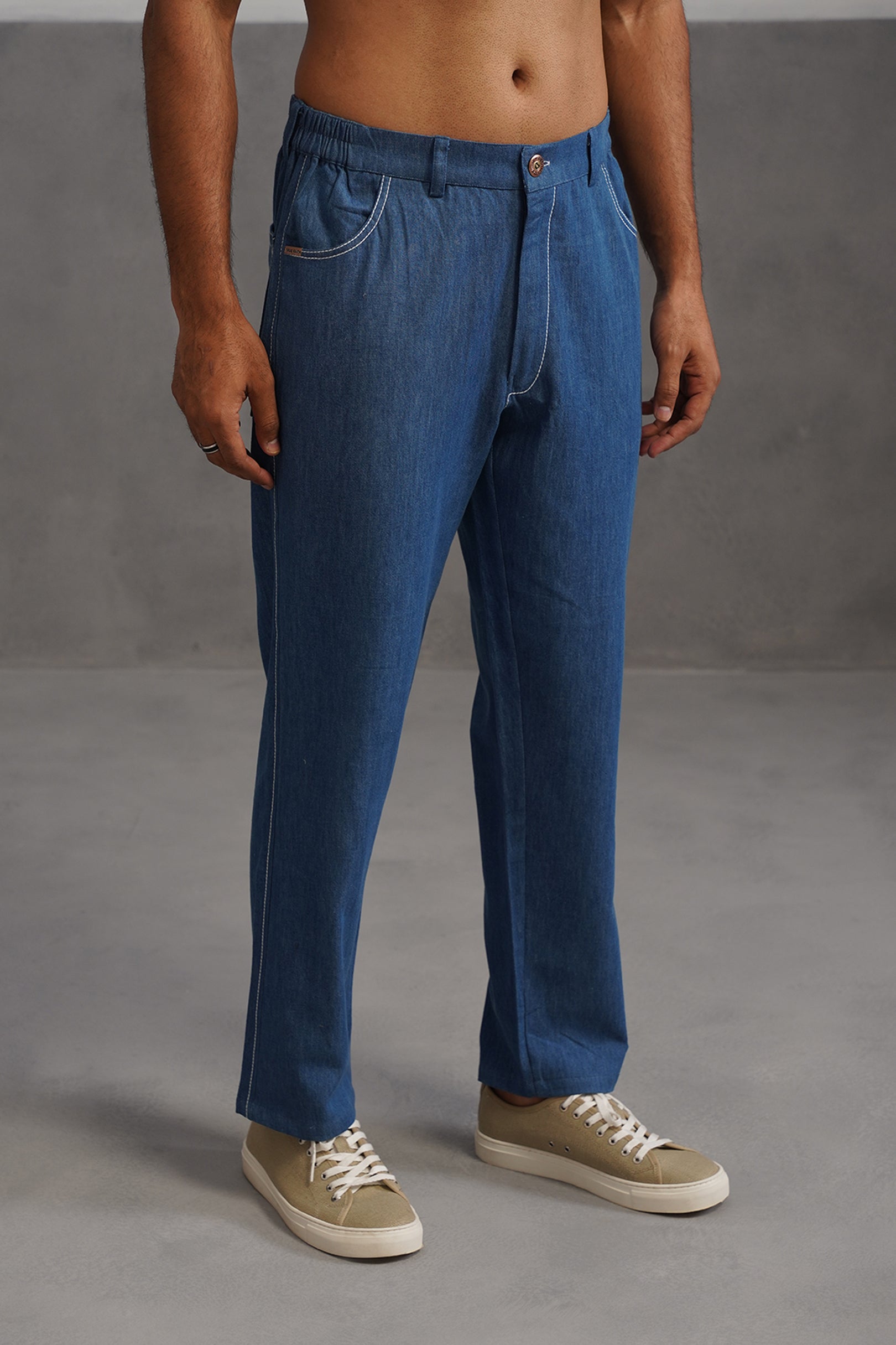 Cotton denim flexi waist lightweight jeans