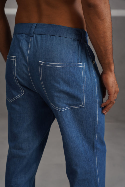 Cotton denim flexi waist lightweight jeans