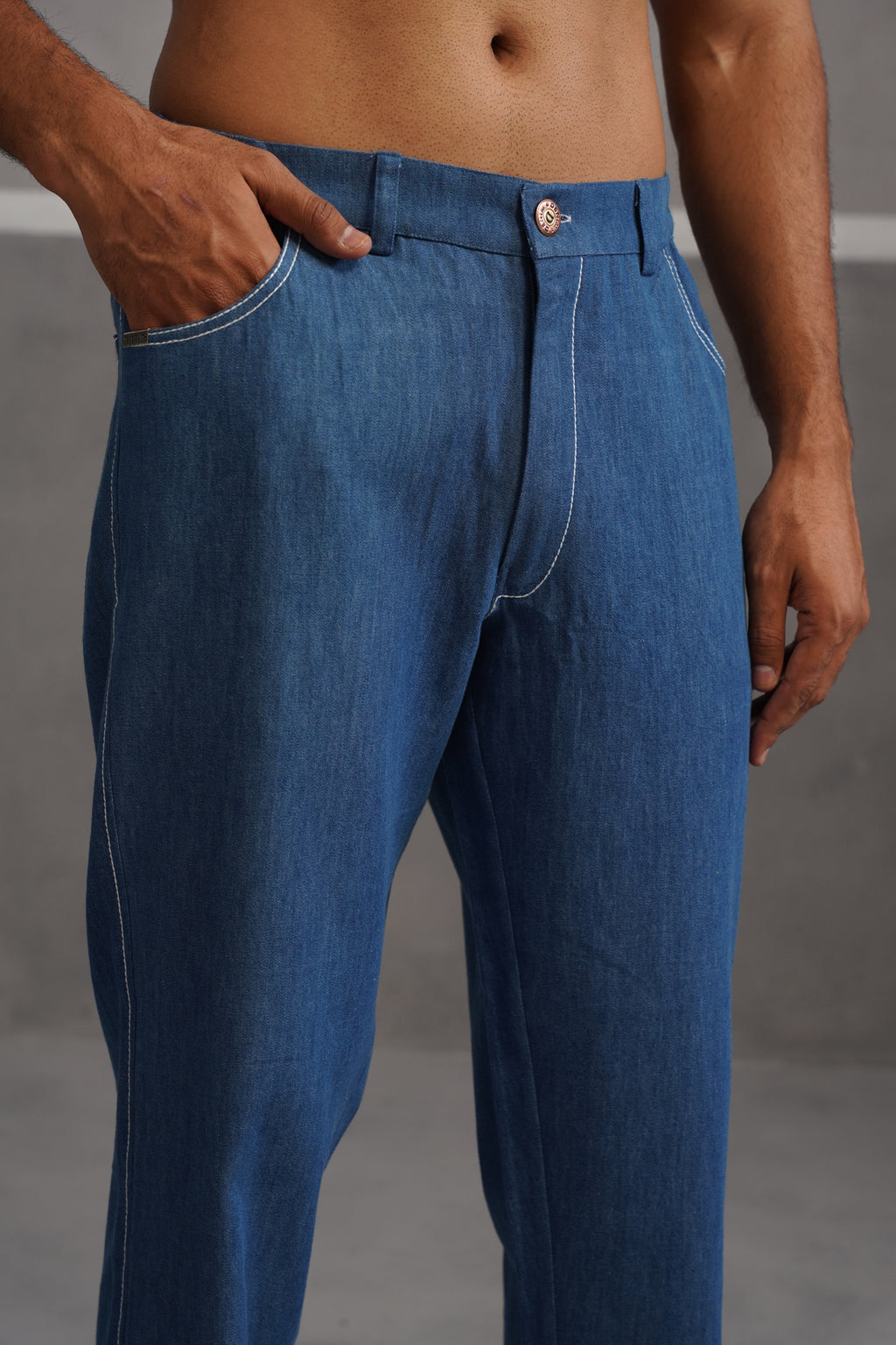 Cotton denim flexi waist lightweight jeans