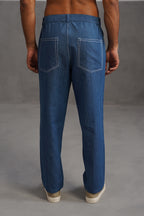 Cotton denim flexi waist lightweight jeans