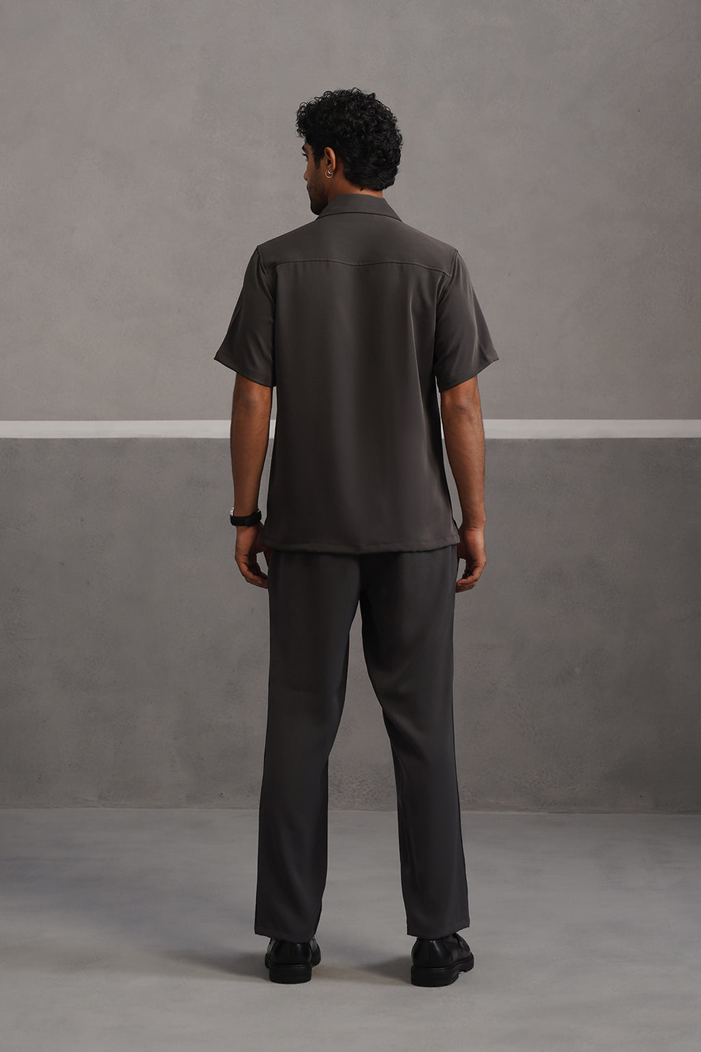 Half Sleeve Korean Lycra Co-ord Set - Grey