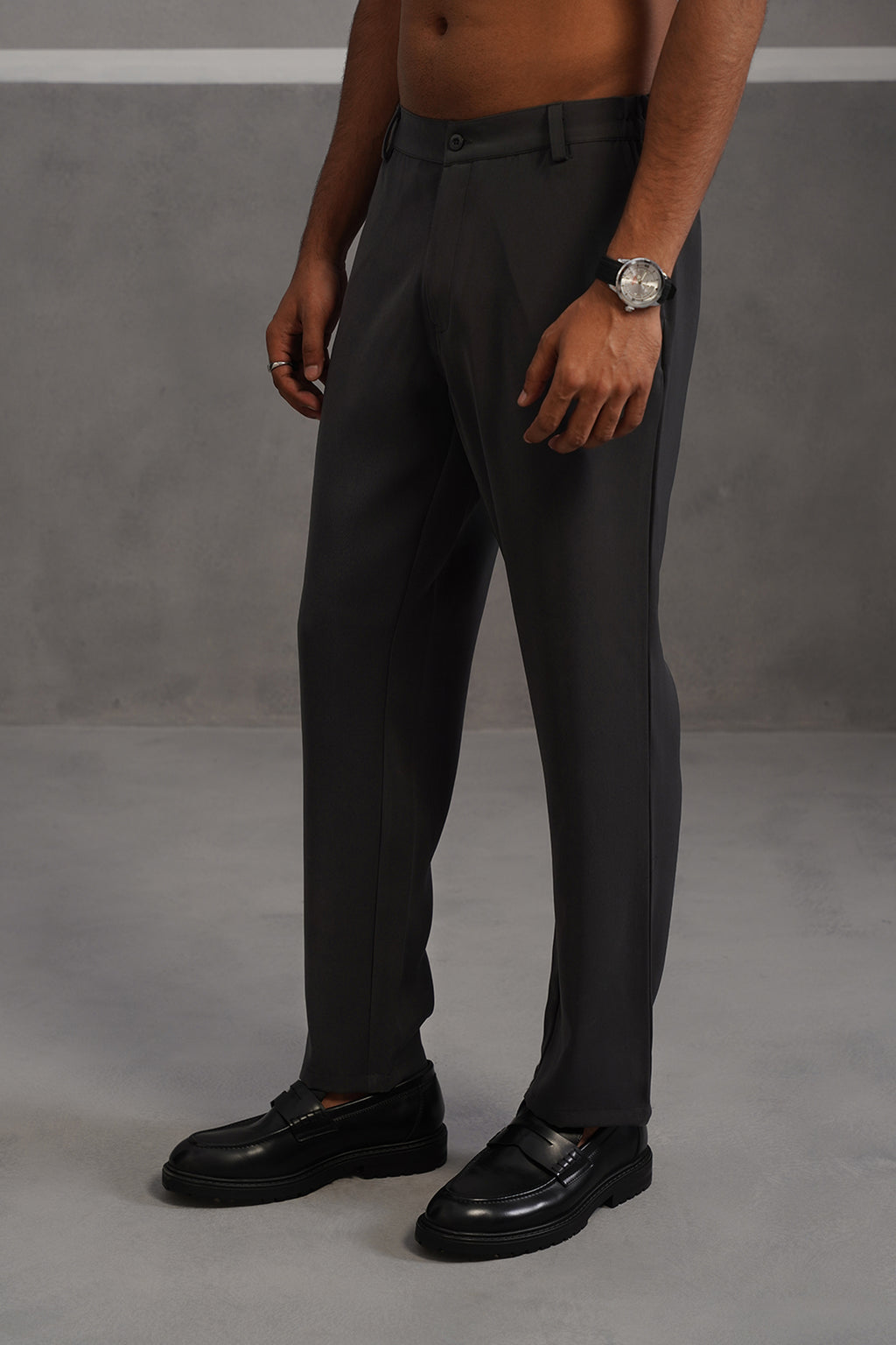 Korean Lycra Tailored Fit Flexi Waist Trouser - Grey