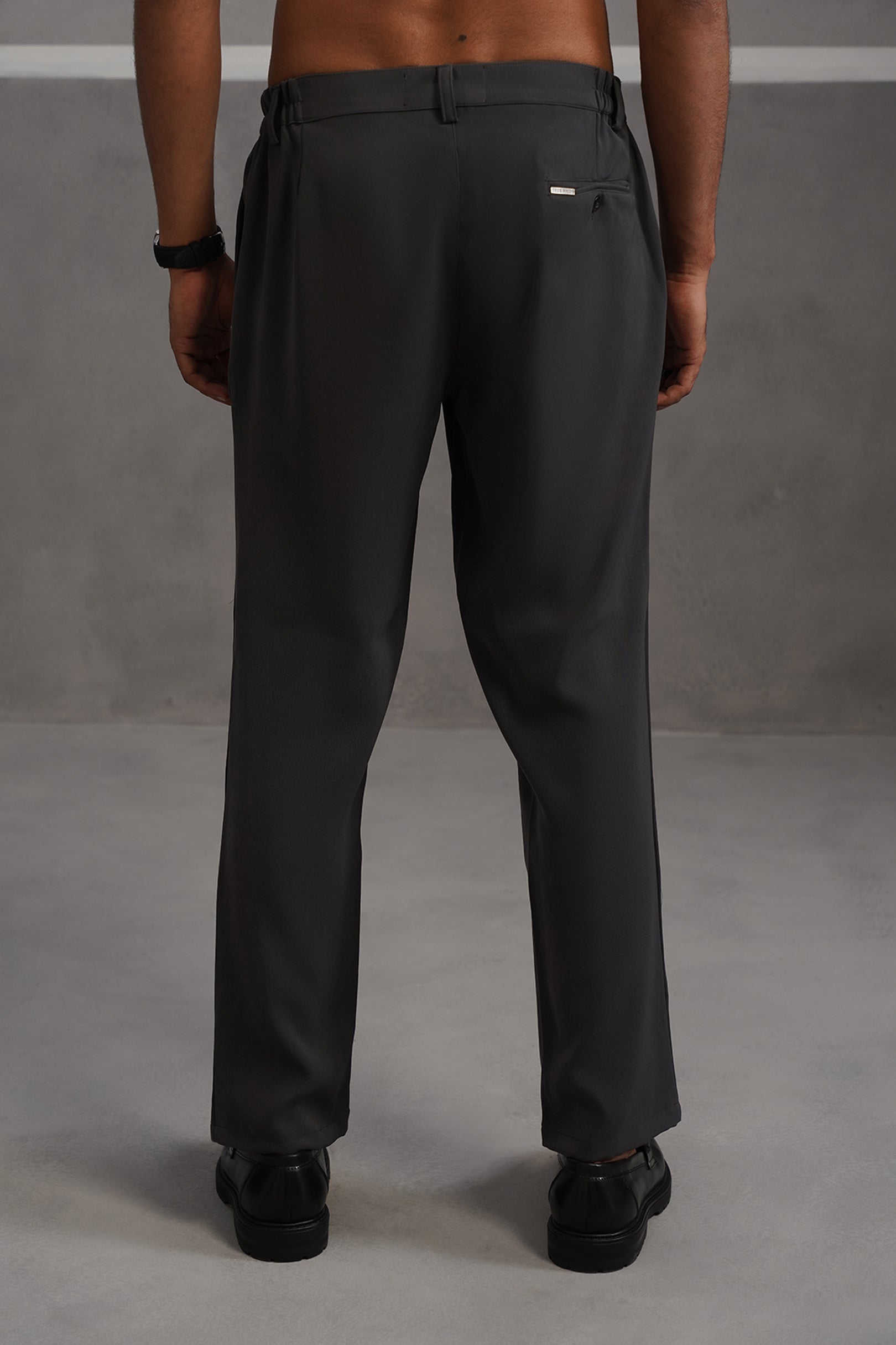 Korean Lycra Tailored Fit Flexi Waist Trouser - Grey