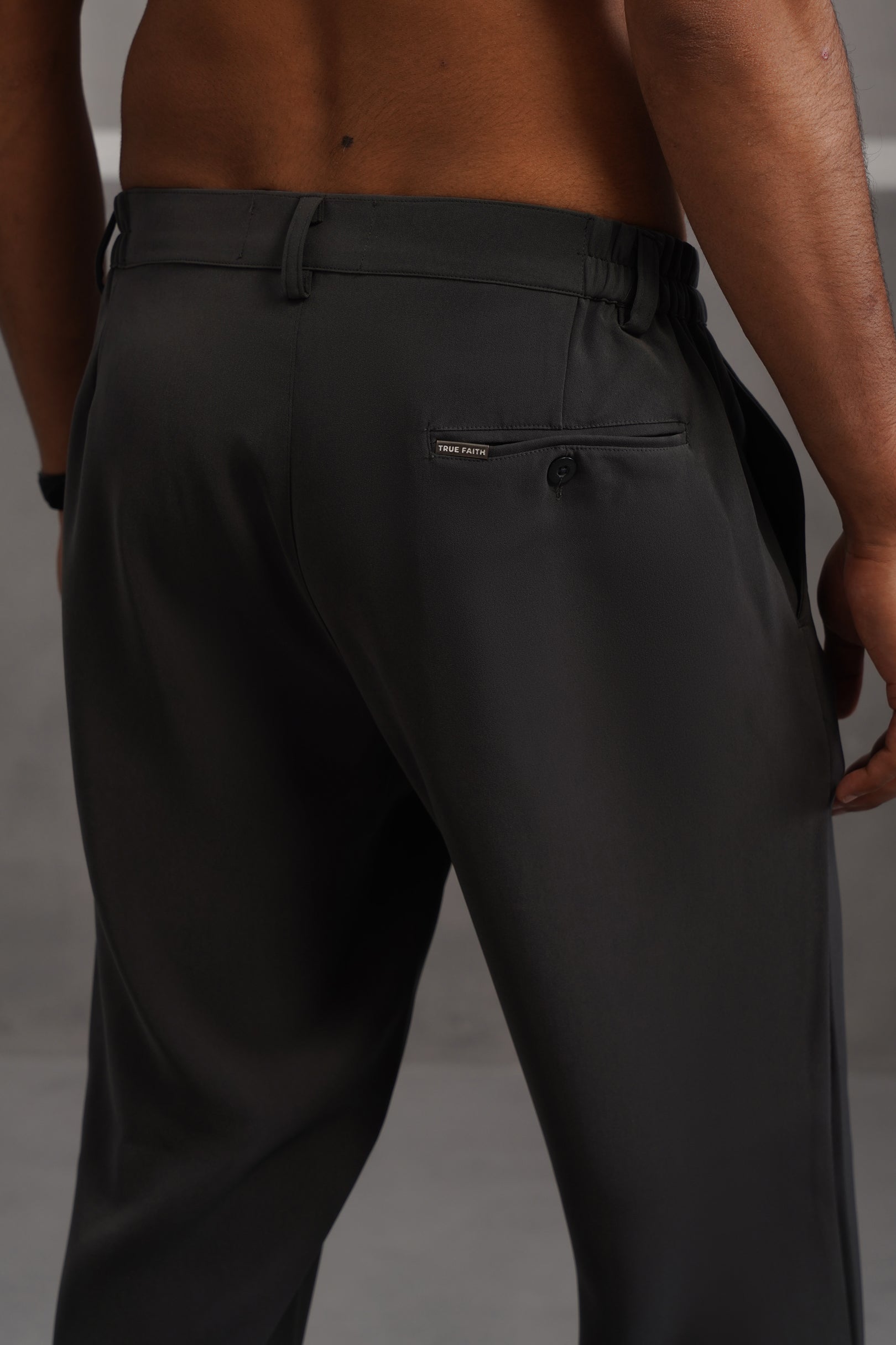 Korean Lycra Tailored Fit Flexi Waist Trouser - Grey