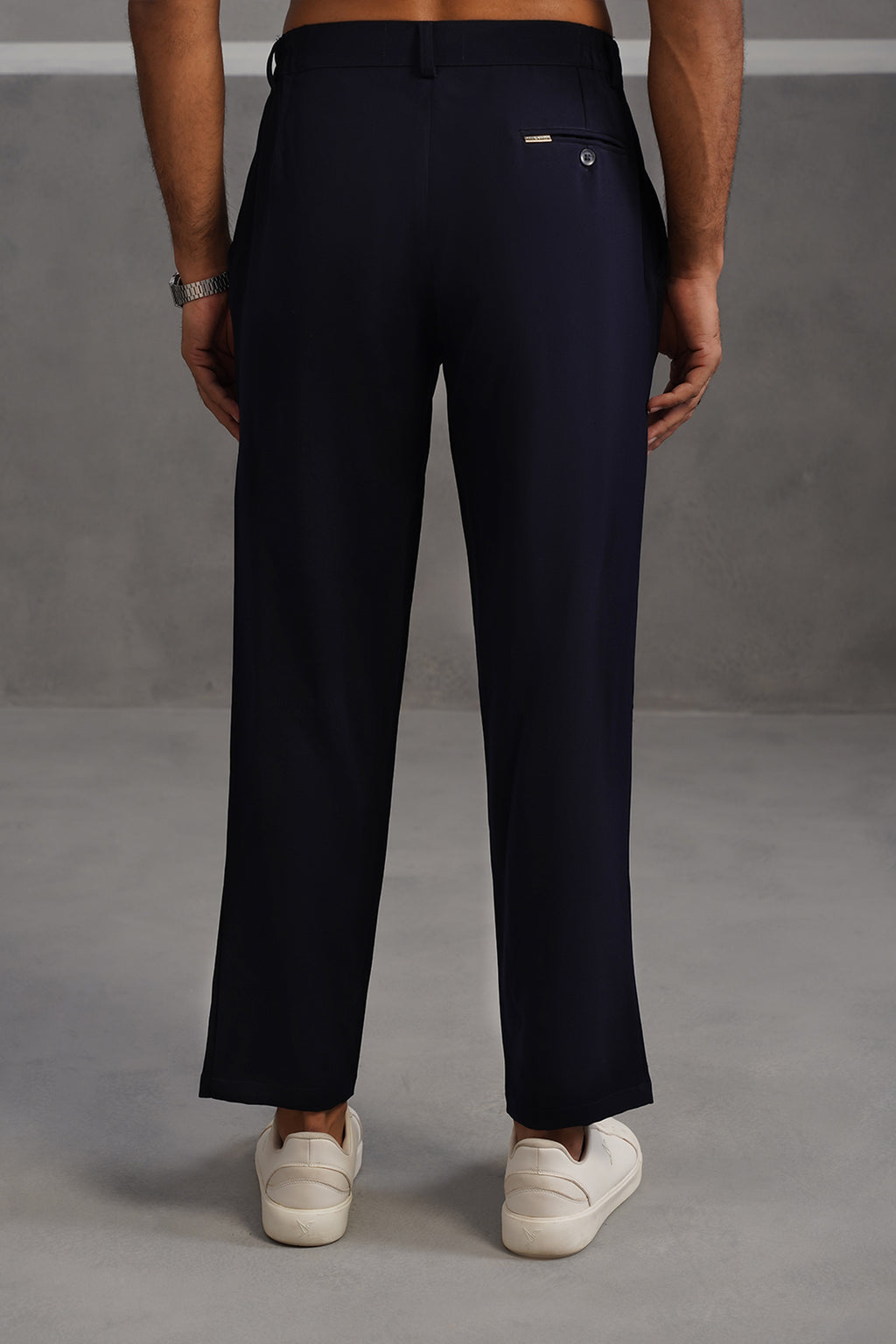 Korean Lycra Tailored Fit Flexi Waist Trouser - Blue