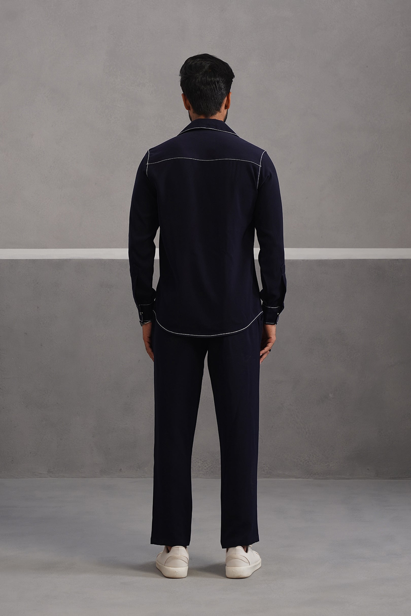 Elite Embroidered Double Pocket Co-ord Set - Blue