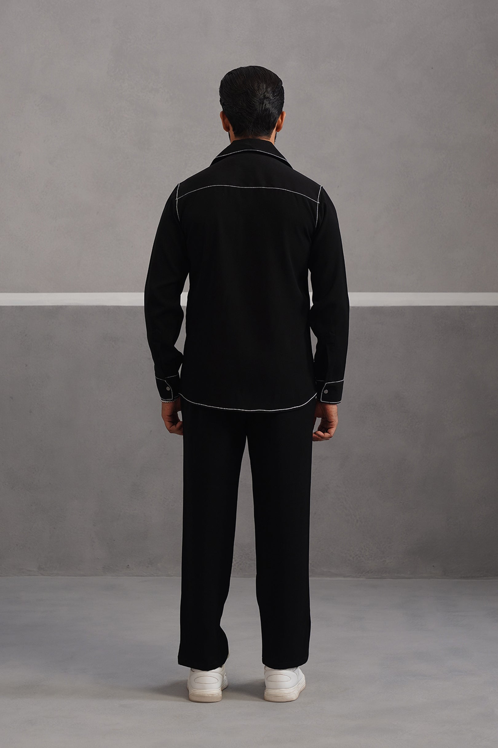 Elite Embroidered Double Pocket Co-ord Set - Black
