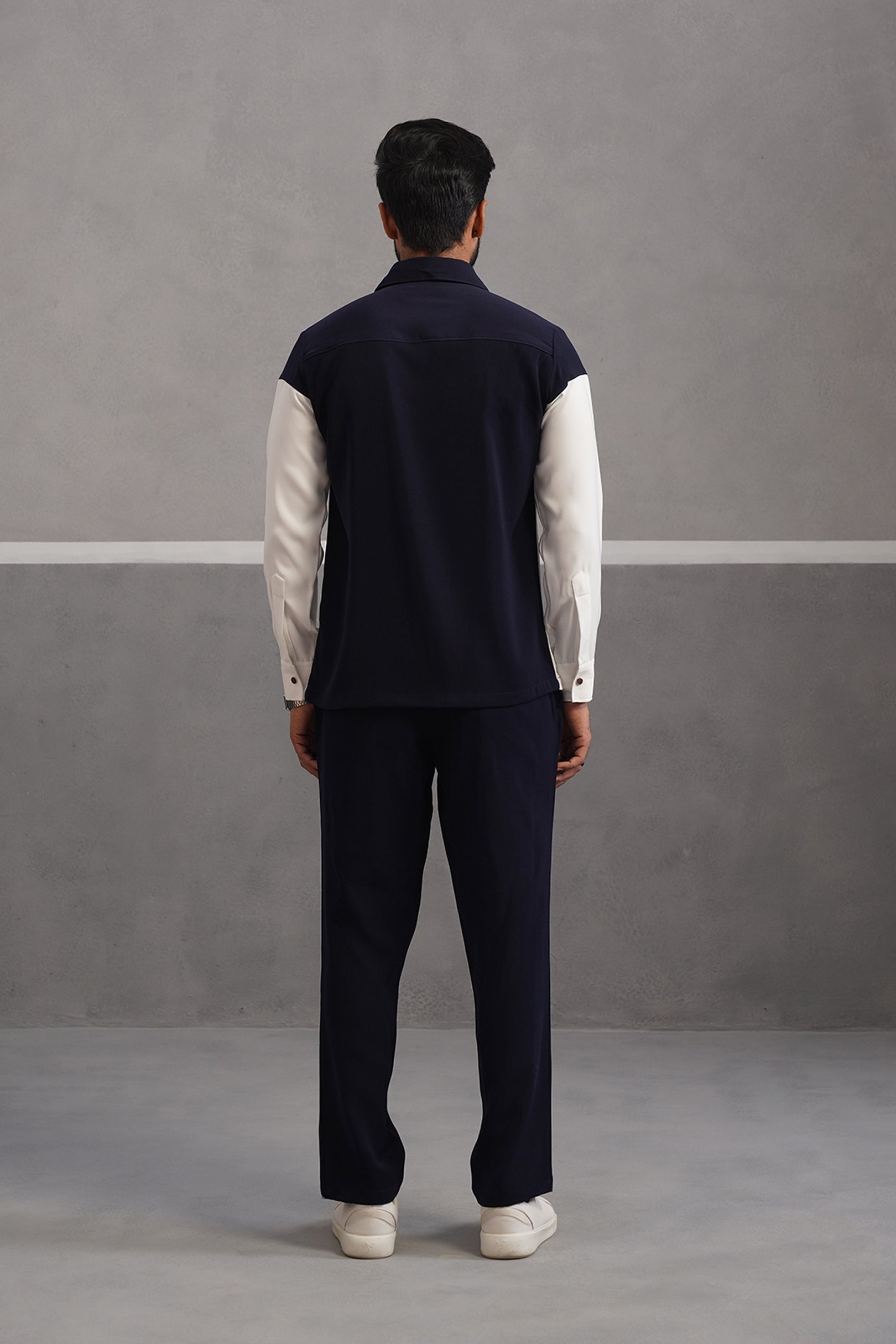 Luxury Patchwork Shirt Coord Set - Blue