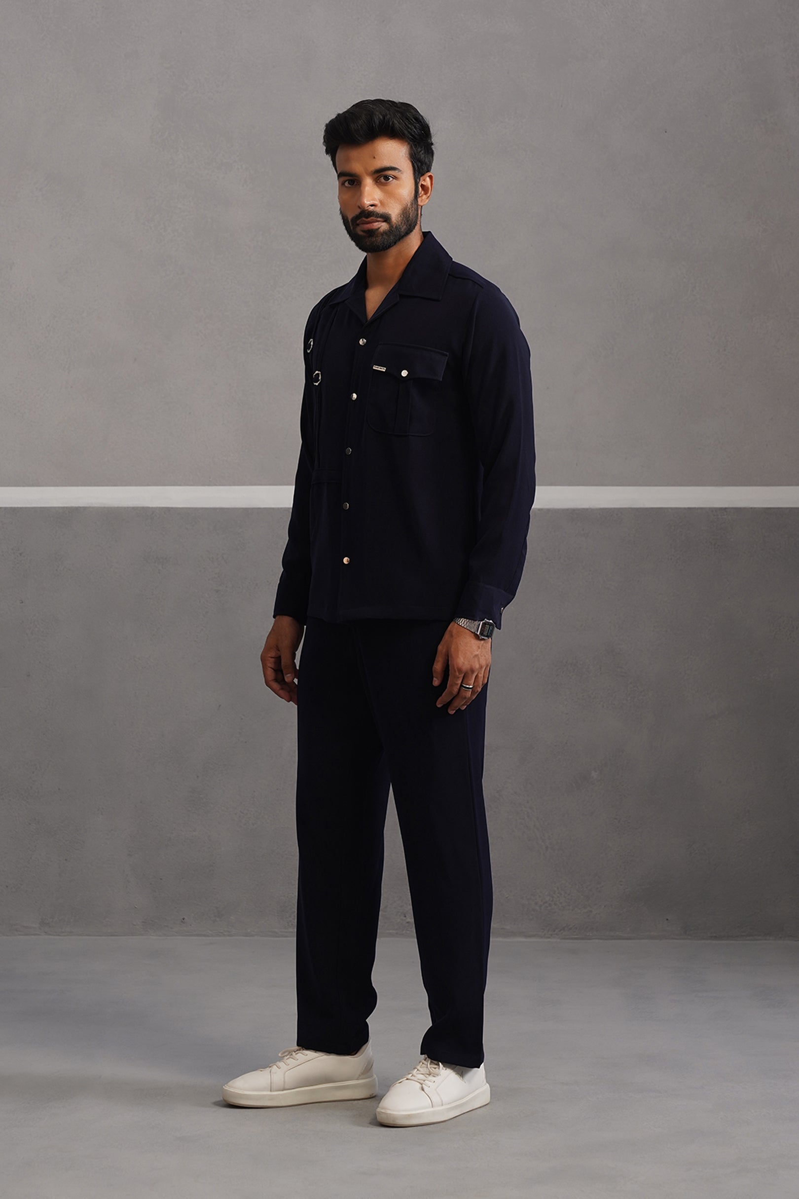 Elite Buckle Shirt Coord Set - Blue