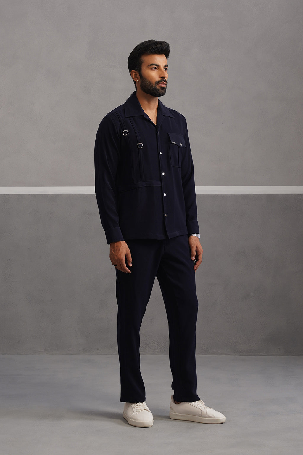 Elite Buckle Shirt Coord Set - Blue