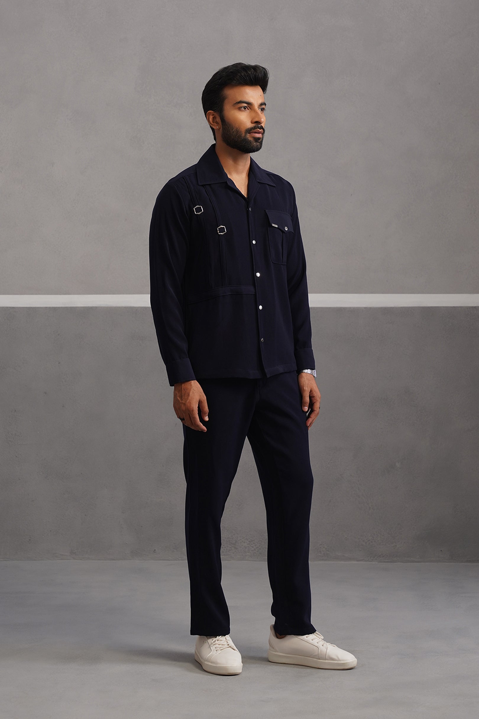 Elite Buckle Shirt Coord Set - Blue