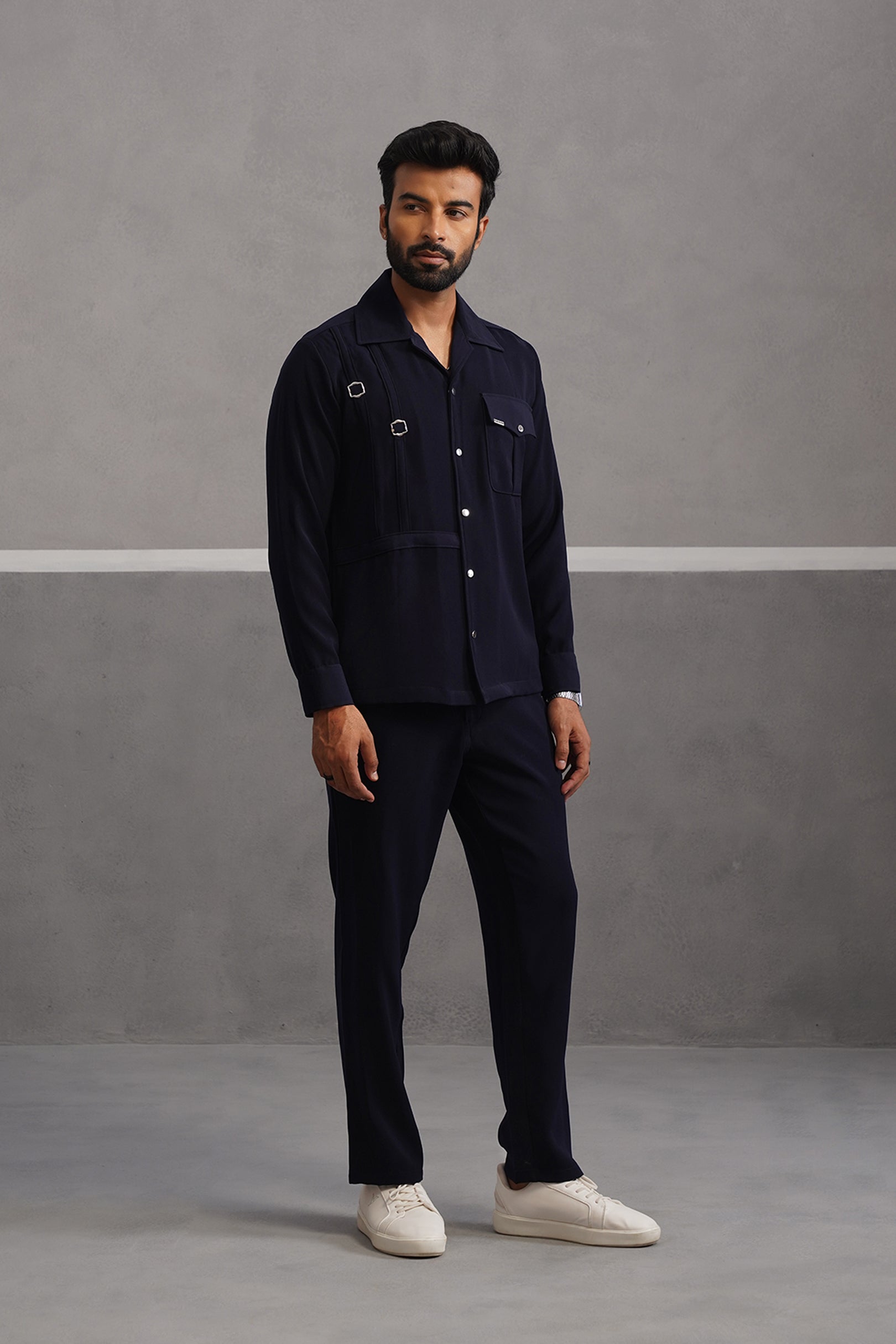 Elite Buckle Shirt Coord Set - Blue