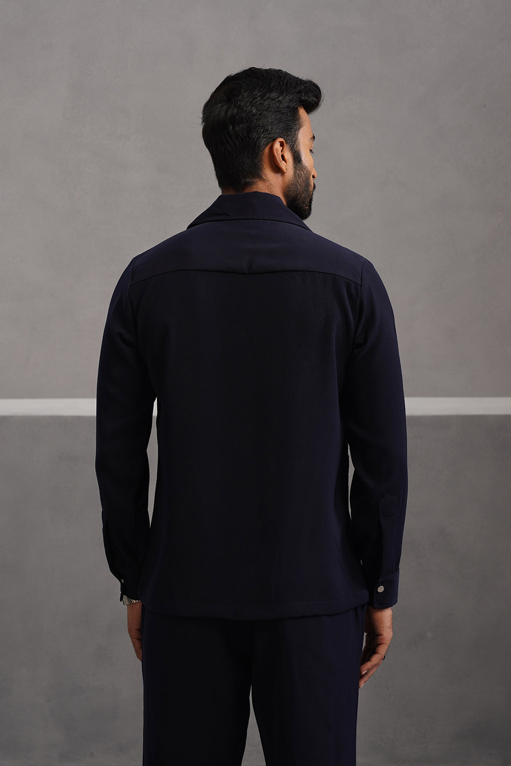 Korean Lycra Elite Full Sleeve Buckle Shirt - Blue