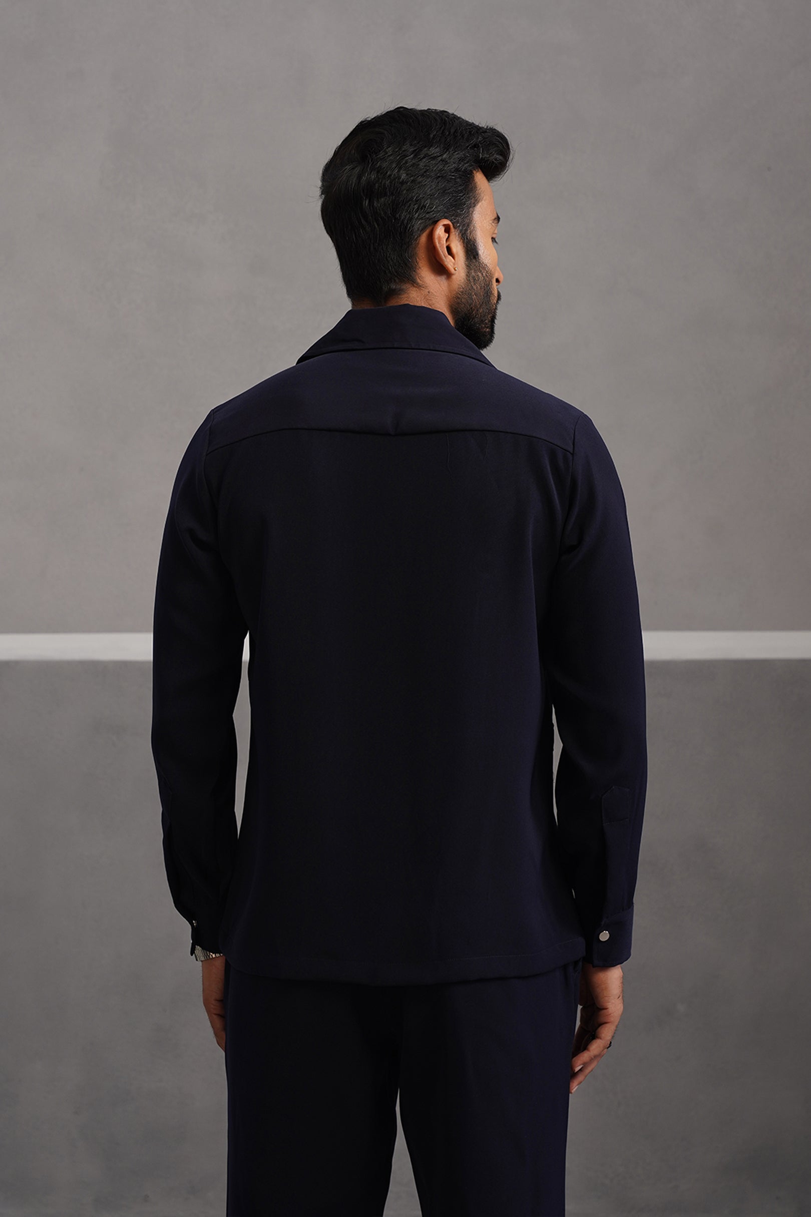 Korean Lycra Elite Full Sleeve Buckle Shirt - Blue