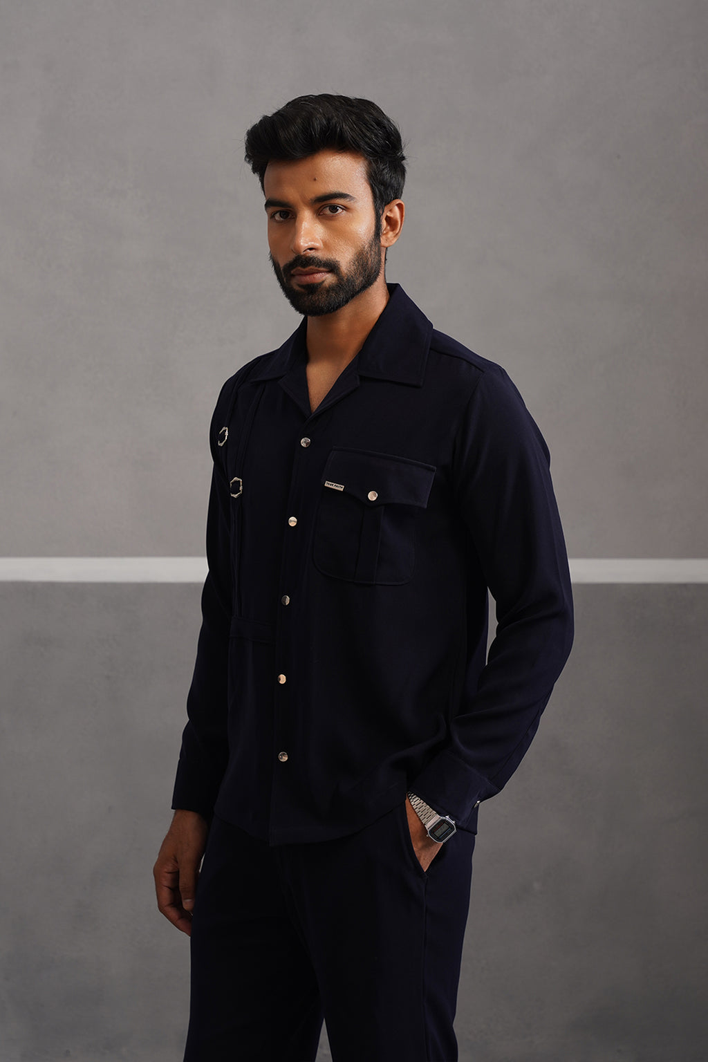 Elite Buckle Shirt Coord Set - Blue