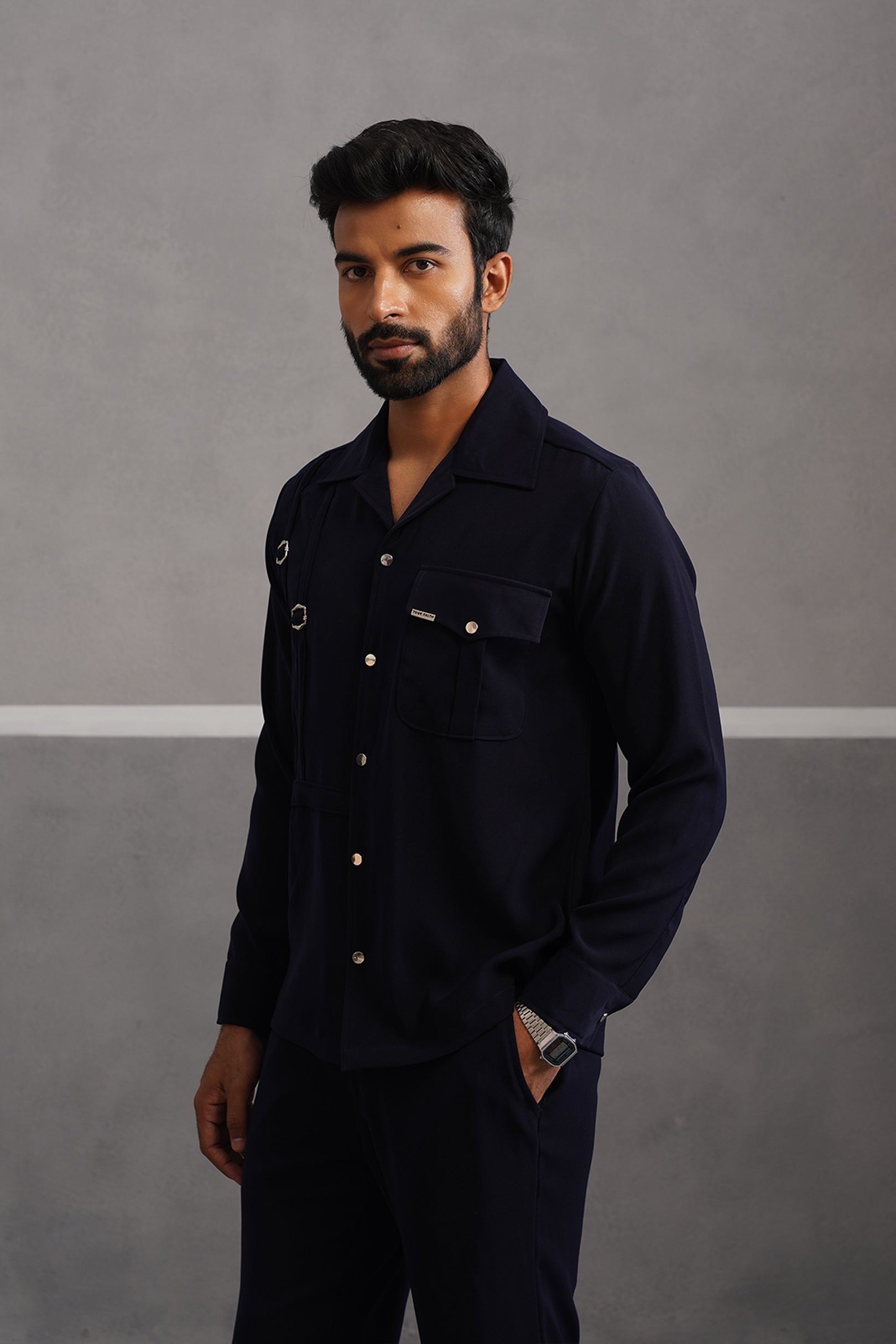 Elite Buckle Shirt Coord Set - Blue