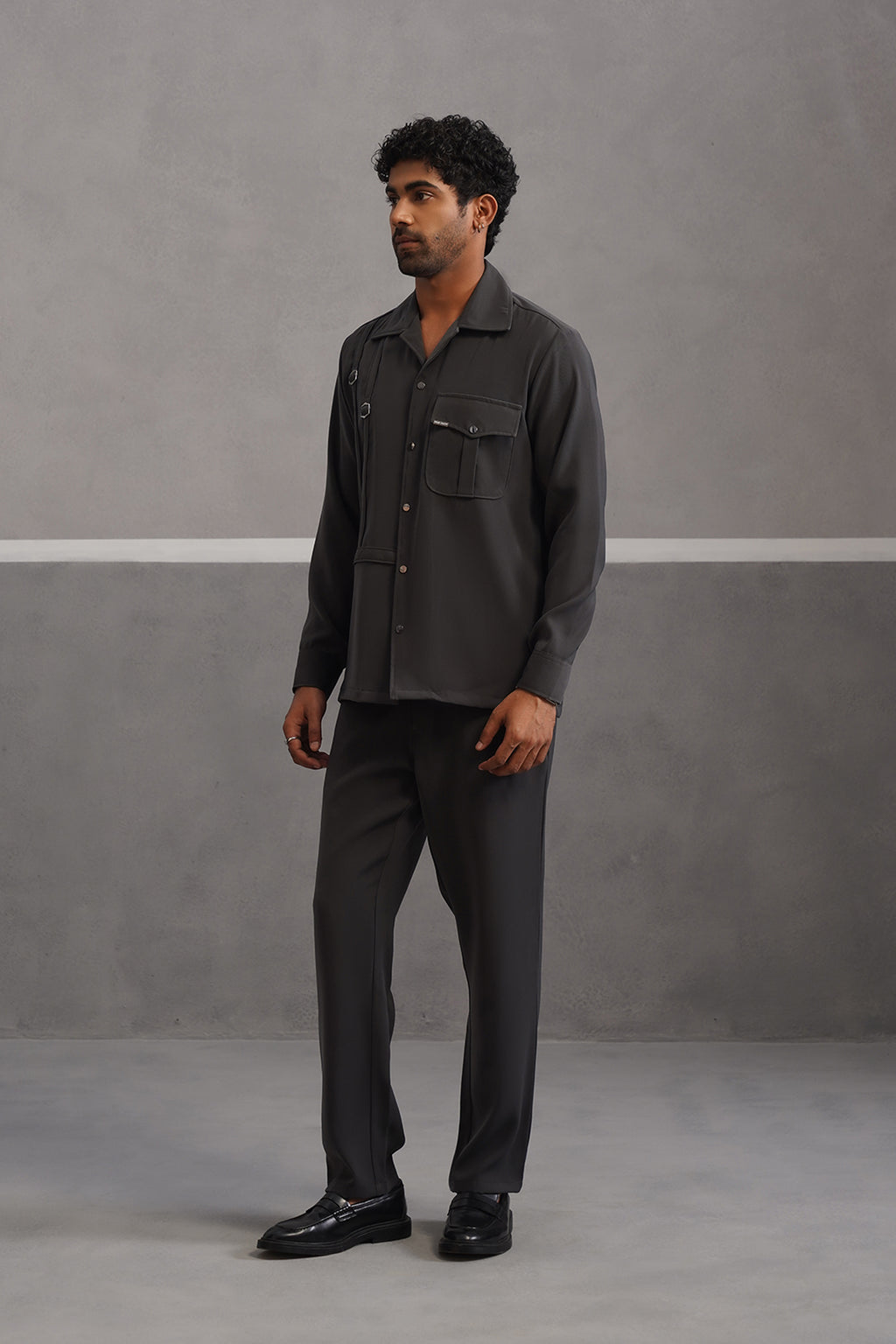 Elite Buckle Shirt Coord Set - Grey