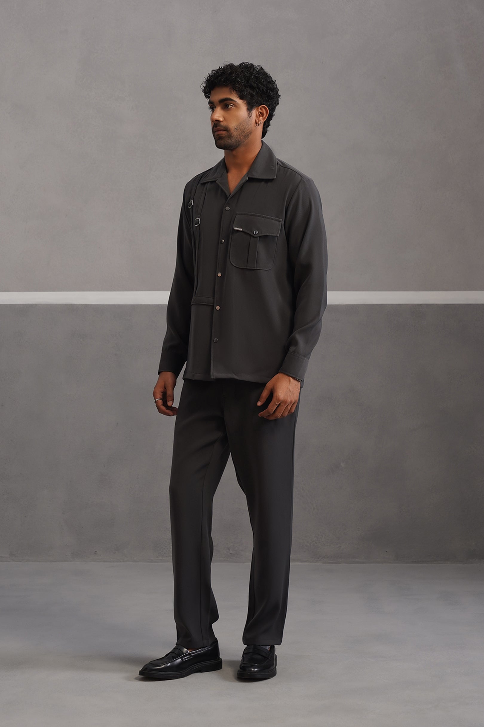 Elite Buckle Shirt Coord Set - Grey