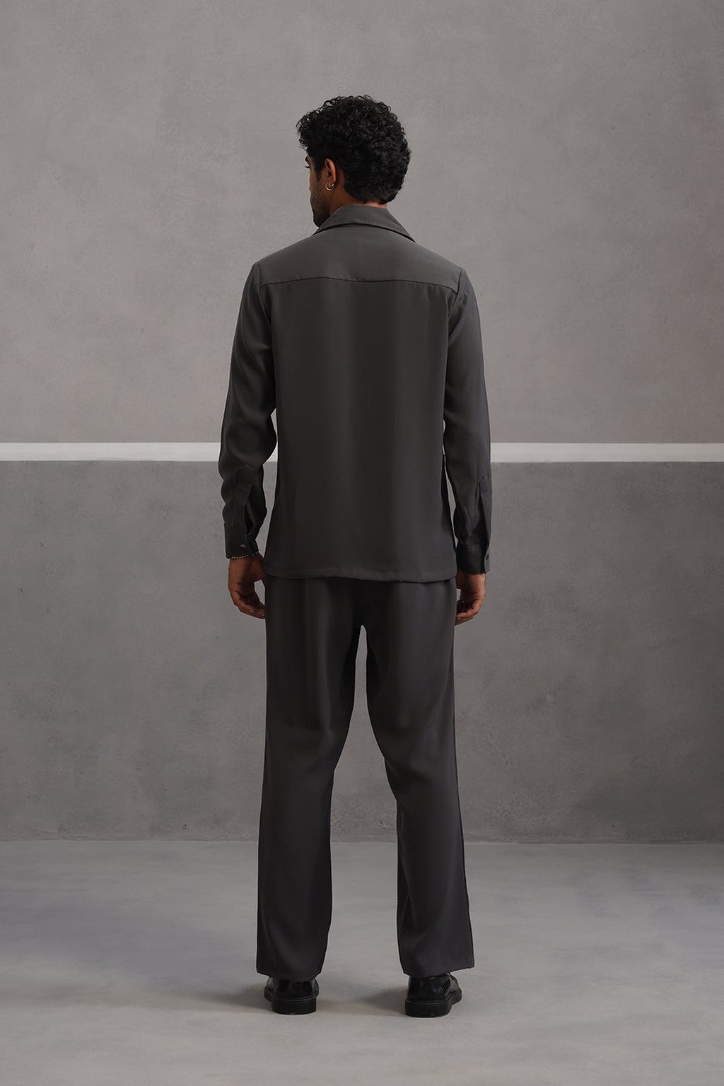 Elite Buckle Shirt Coord Set - Grey