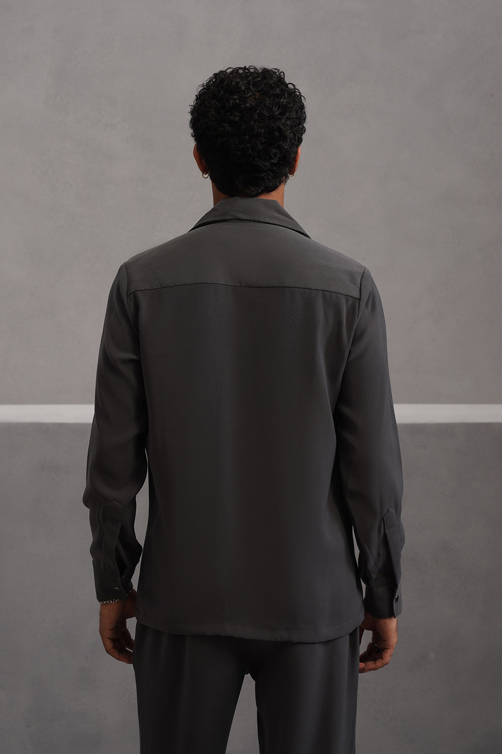 Korean Lycra Elite Full Sleeve Buckle Shirt - Grey