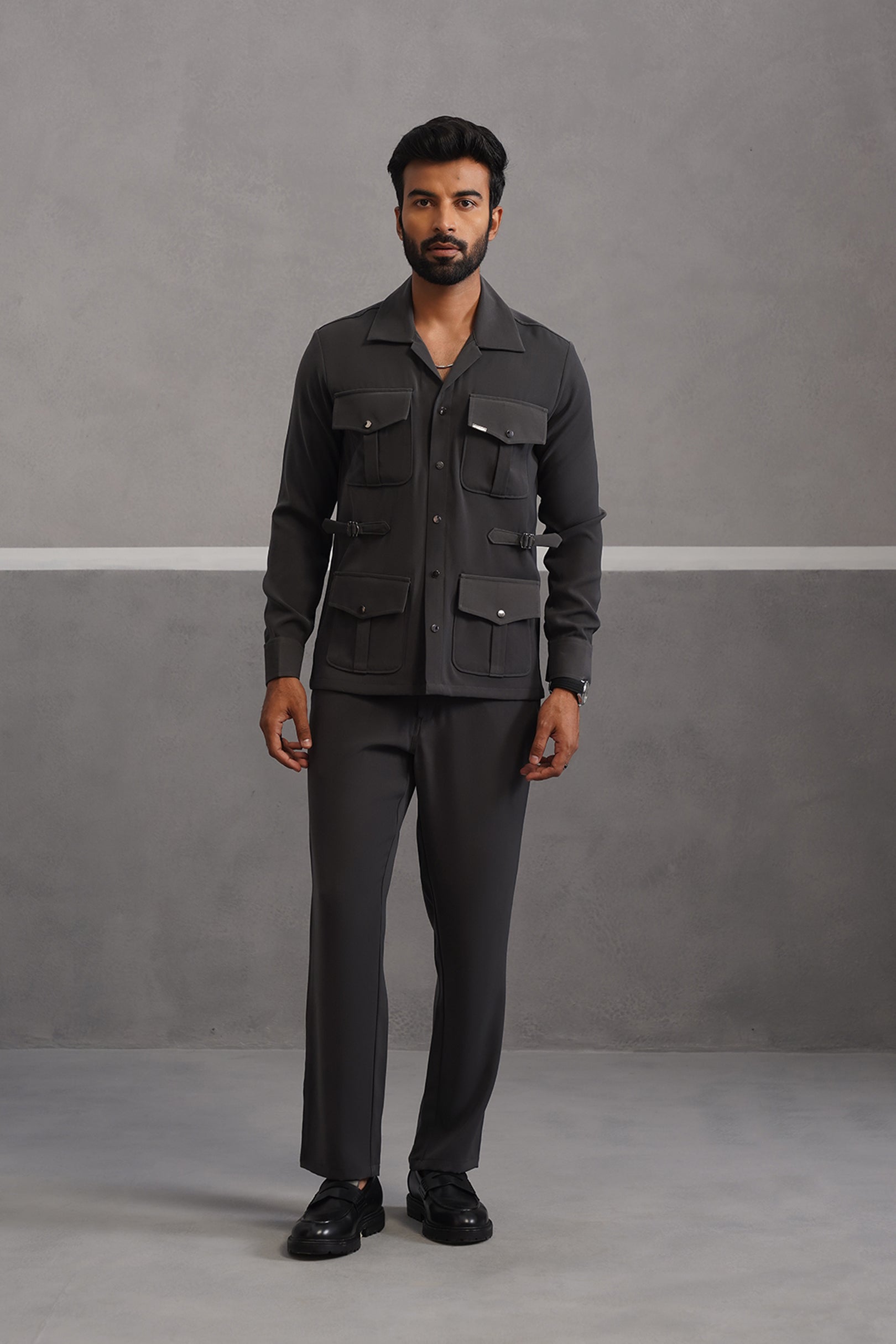 Luxury Four Pocket Co-ord Set - Grey