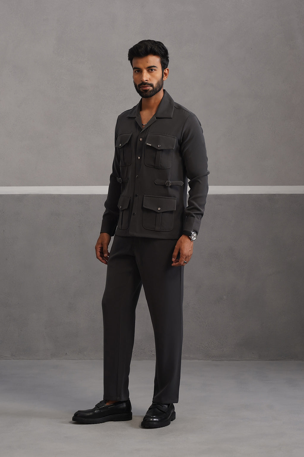 Luxury Four Pocket Co-ord Set - Grey