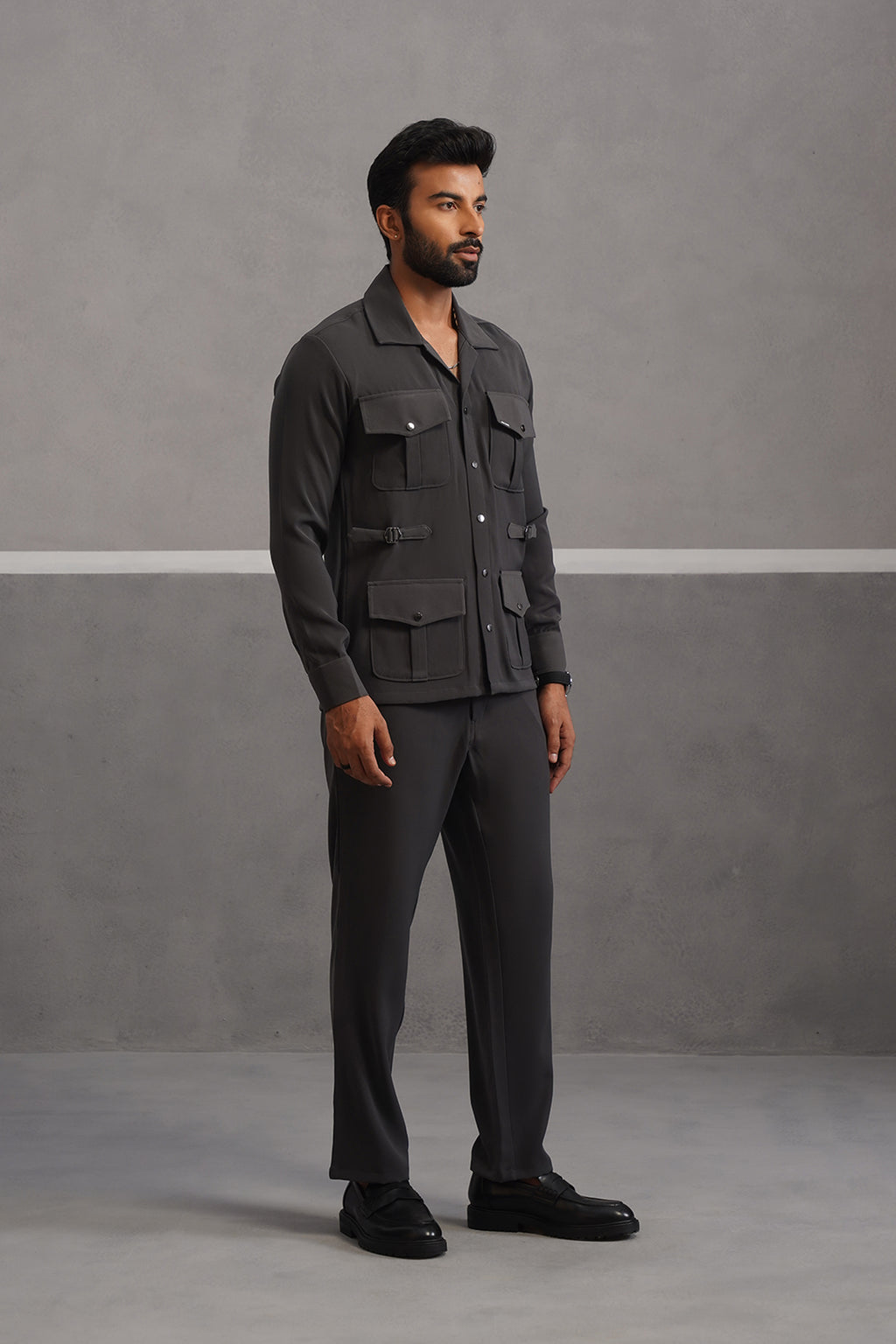 Luxury Four Pocket Co-ord Set - Grey