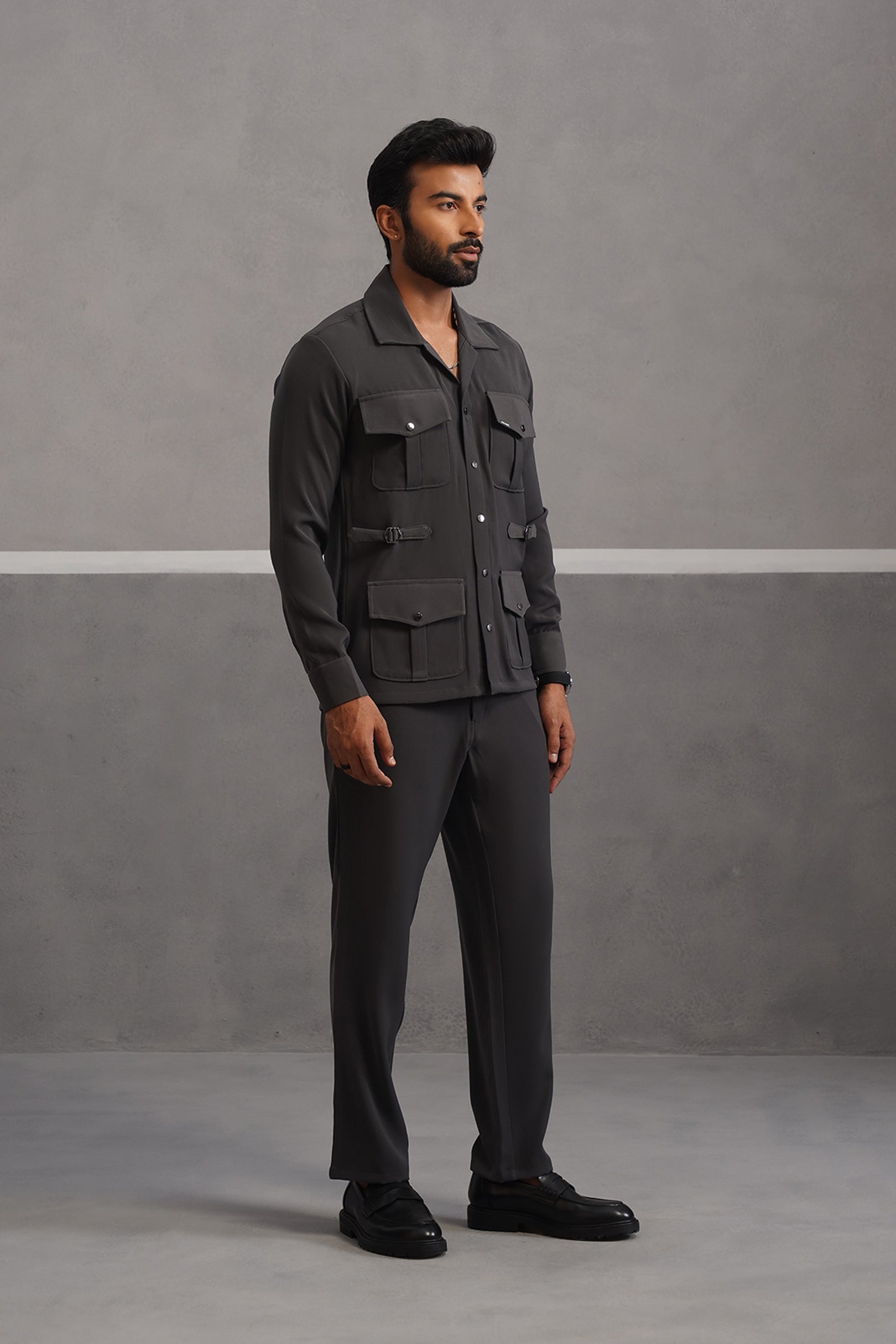 Luxury Four Pocket Co-ord Set - Grey