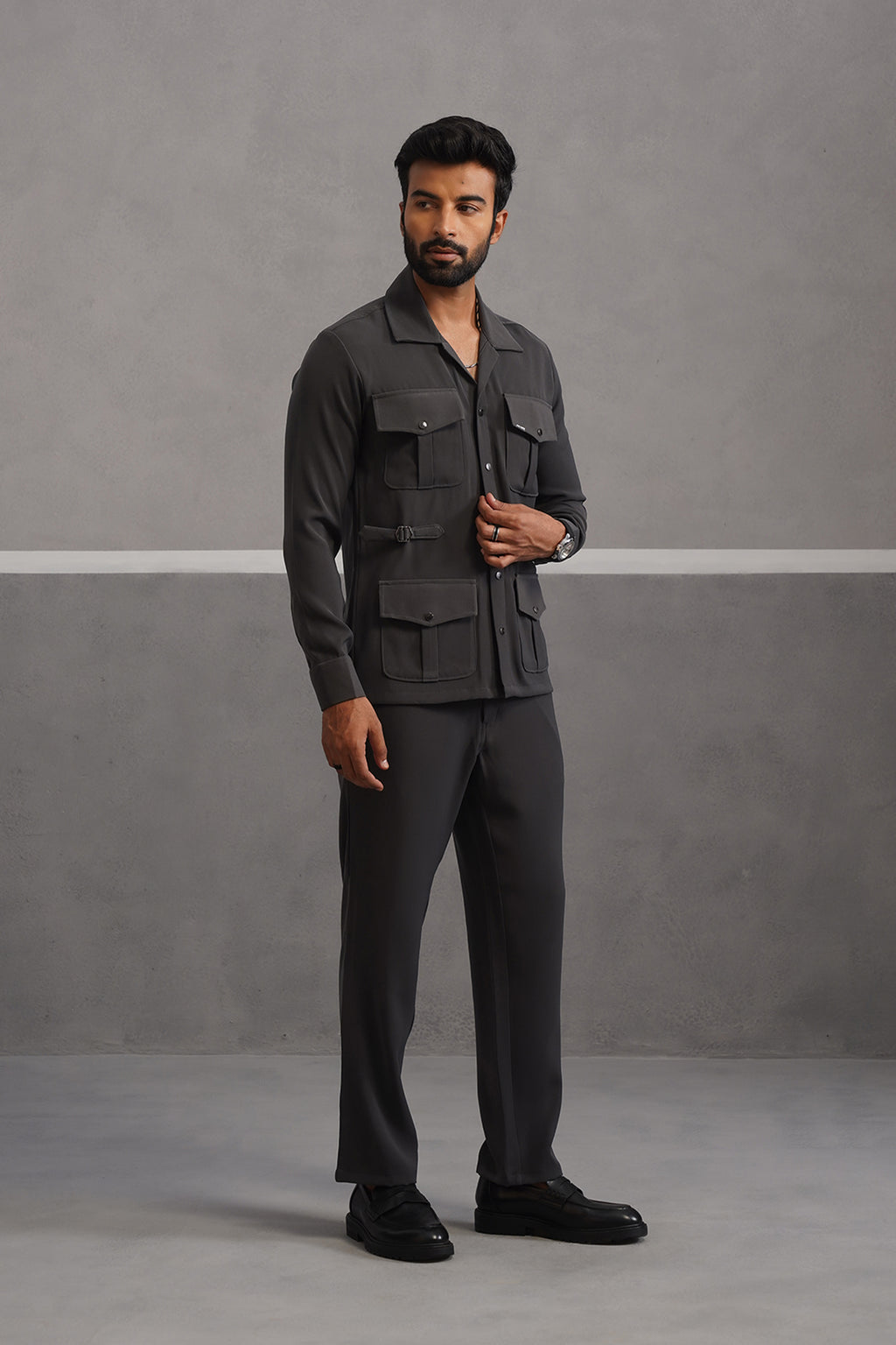 Luxury Four Pocket Co-ord Set - Grey