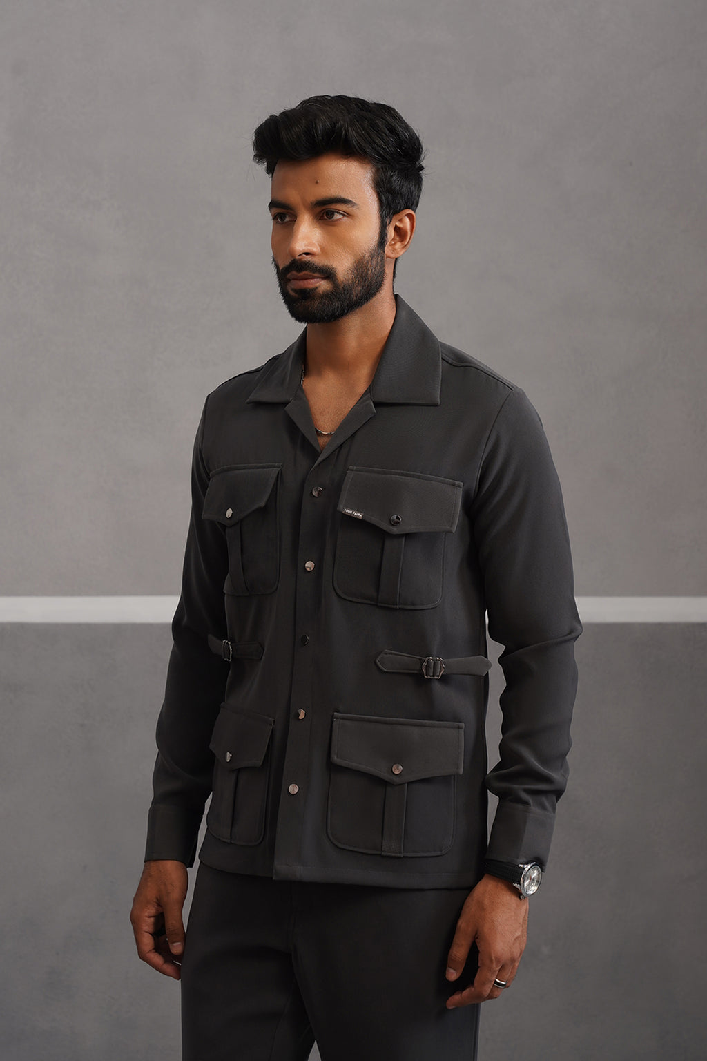 Luxury Four Pocket Co-ord Set - Grey
