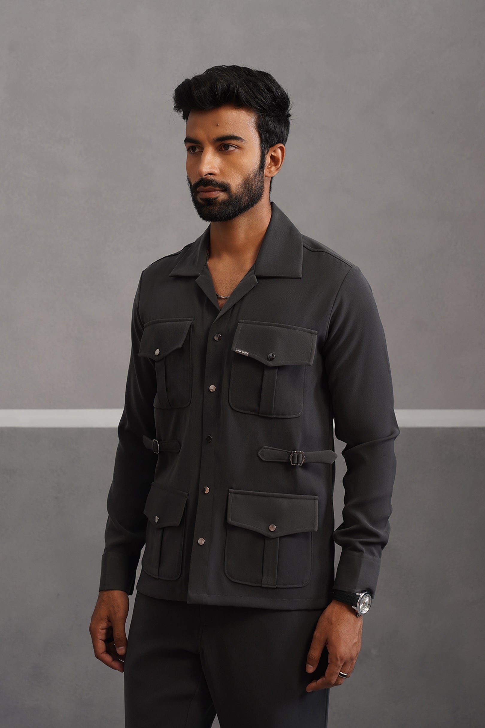 Luxury Four Pocket Co-ord Set - Grey