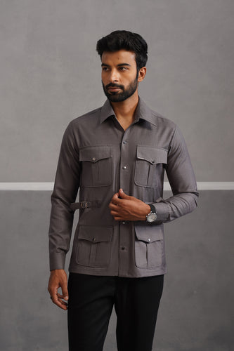 Terry Rayon Luxe Hunting Shirt - Grey