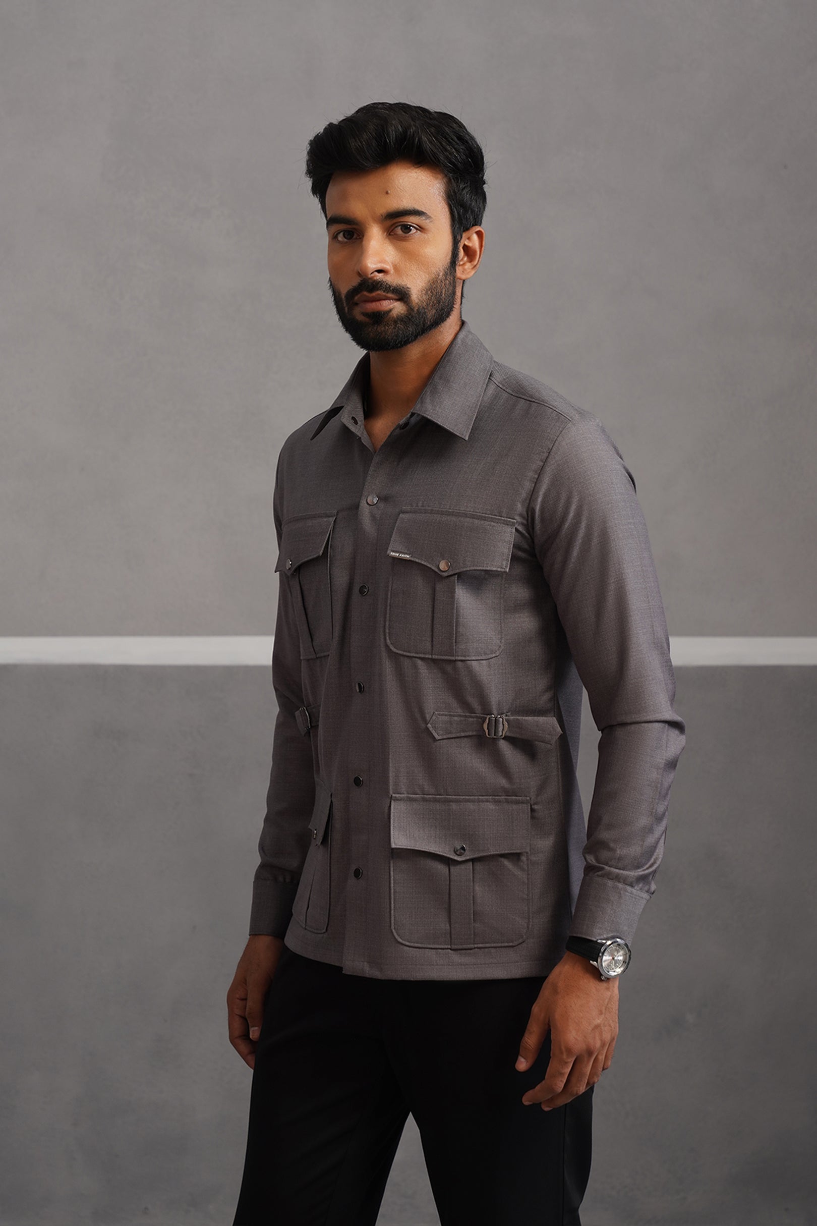 Terry Rayon Luxe Hunting Shirt - Grey
