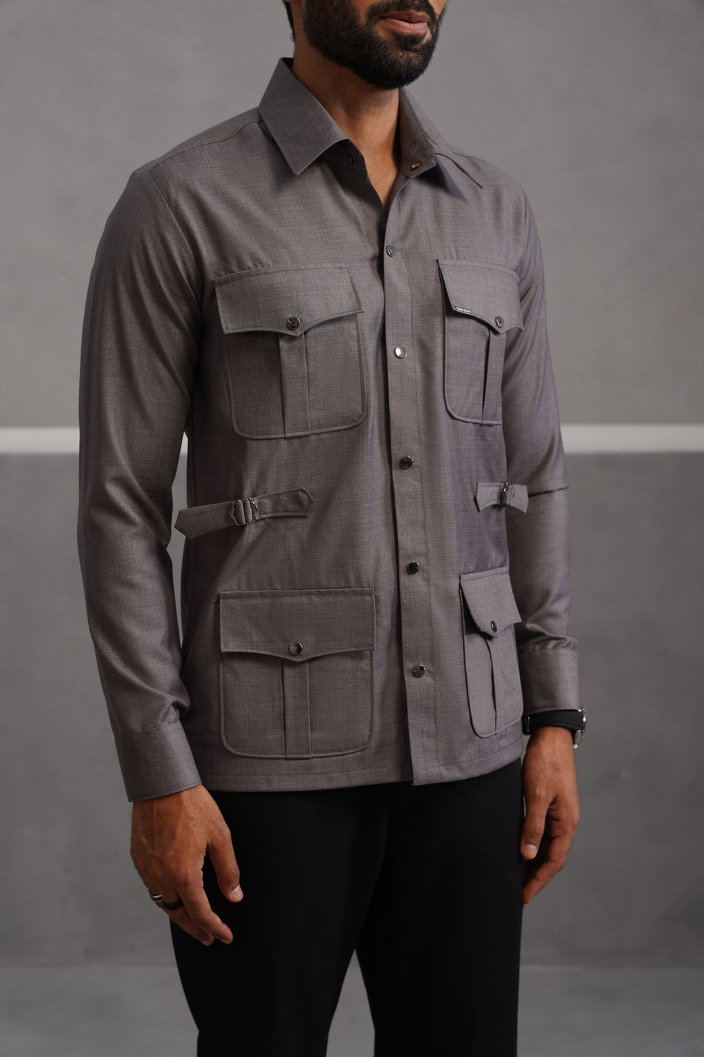 Terry Rayon Luxe Hunting Shirt - Grey