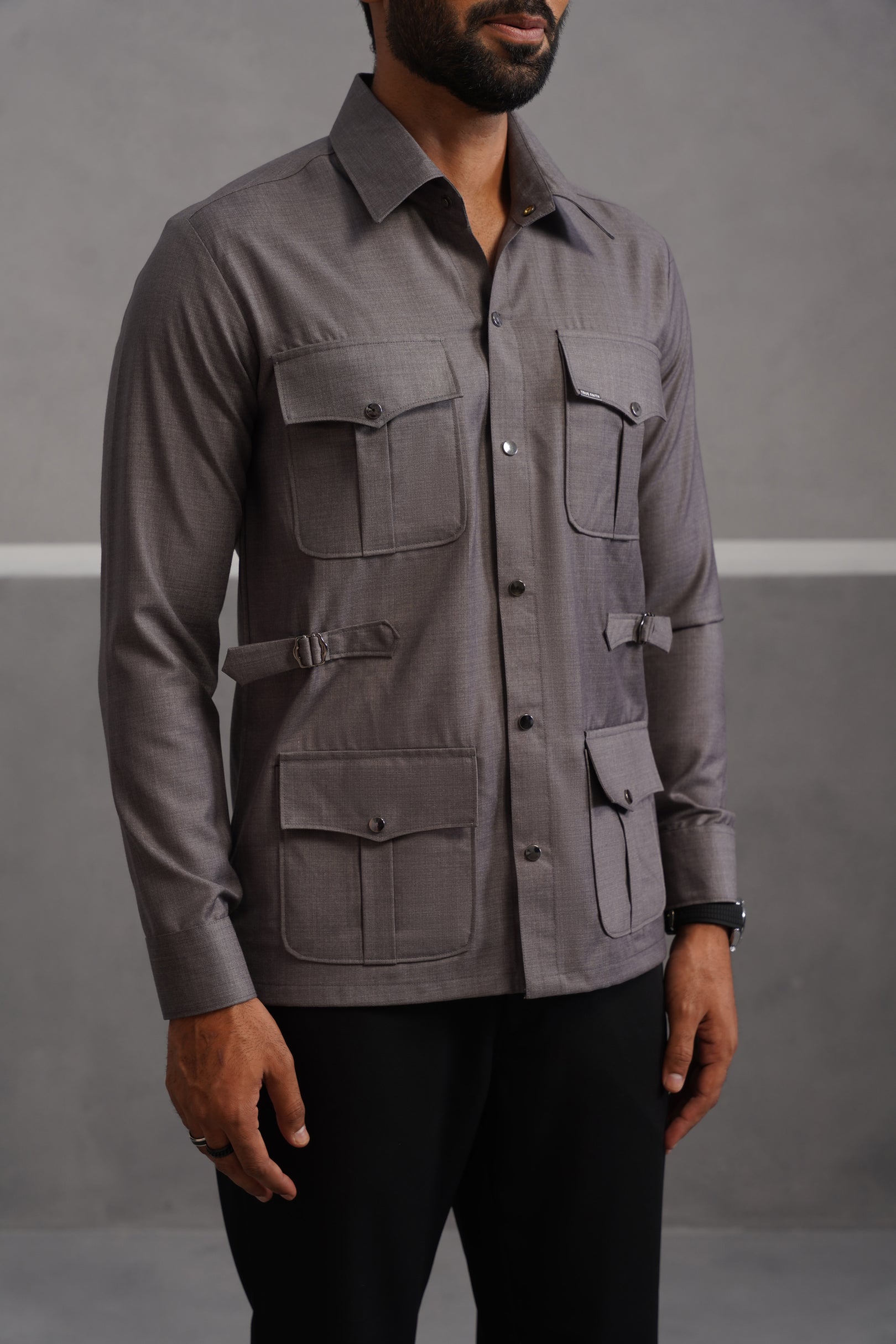 Terry Rayon Luxe Hunting Shirt - Grey