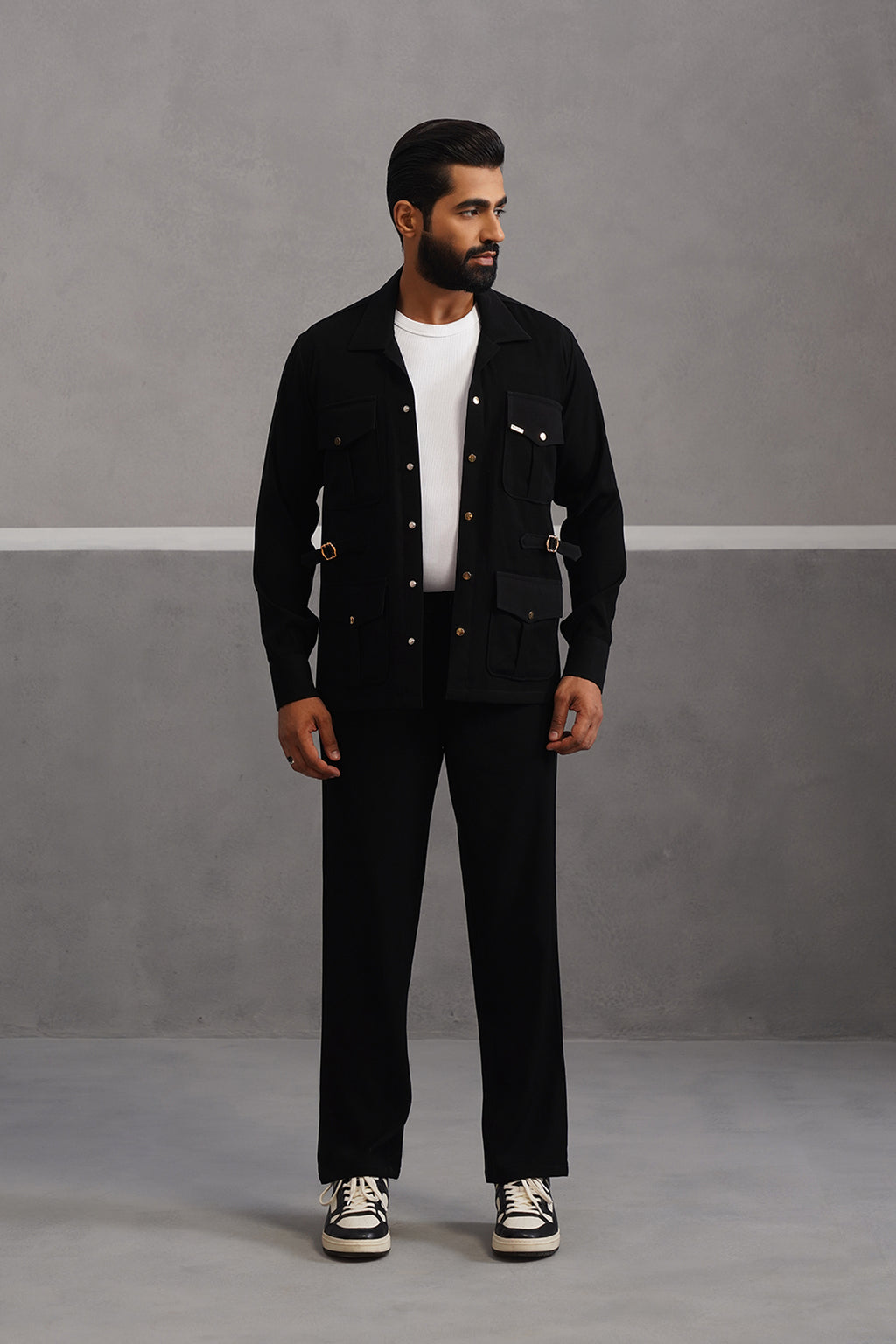 Luxury Four Pocket Co-ord Set - Black