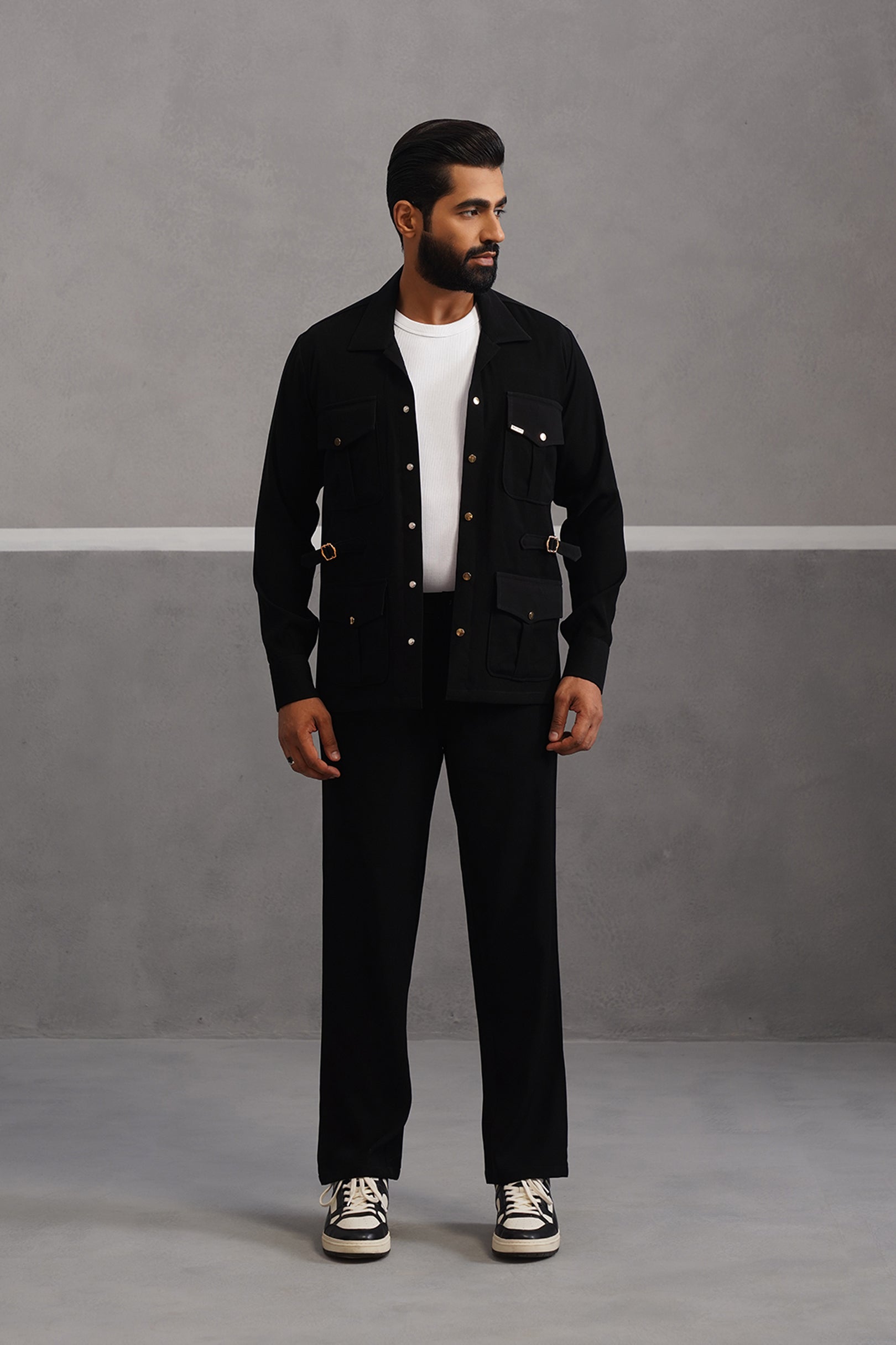 Luxury Four Pocket Co-ord Set - Black