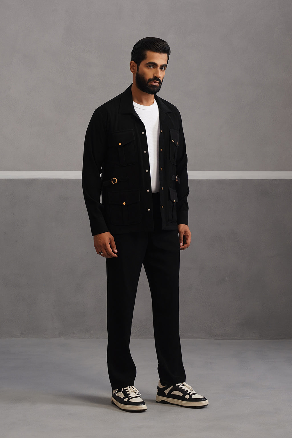 Luxury Four Pocket Co-ord Set - Black