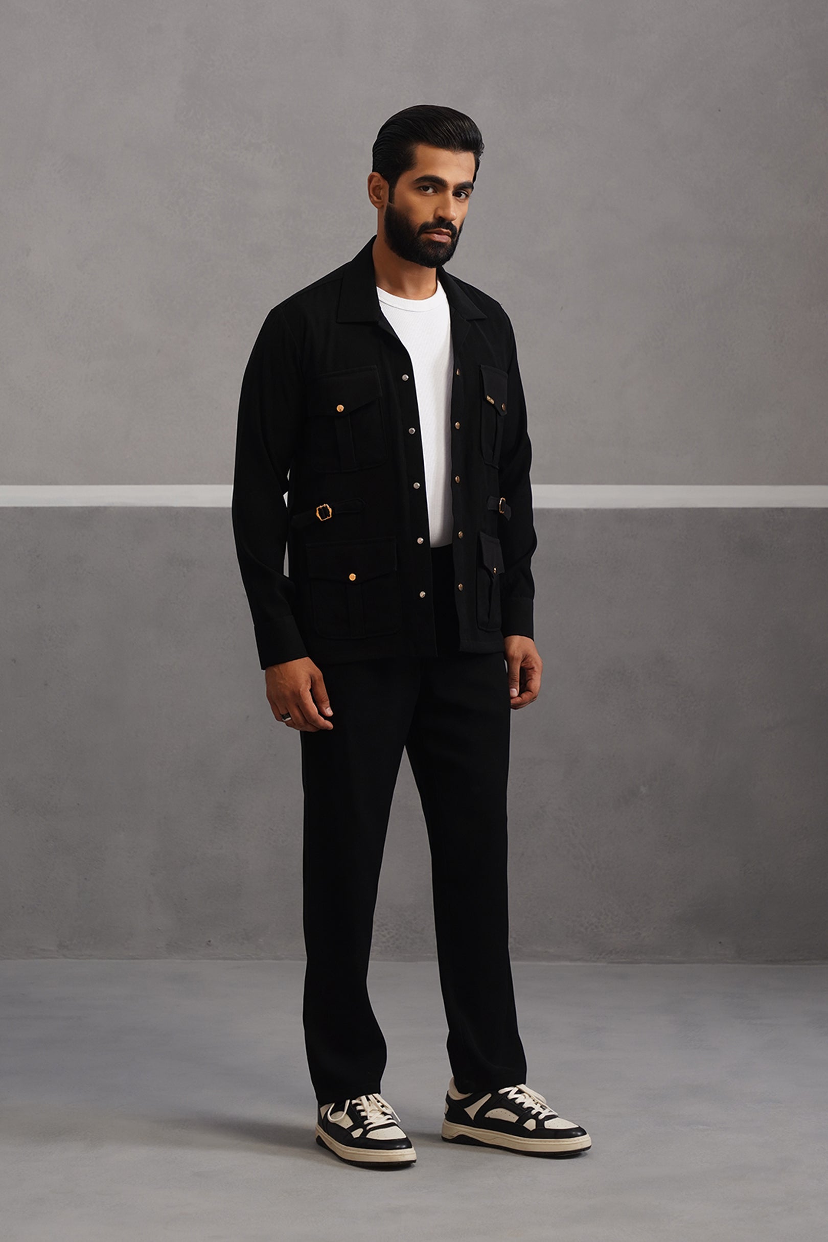 Luxury Four Pocket Co-ord Set - Black