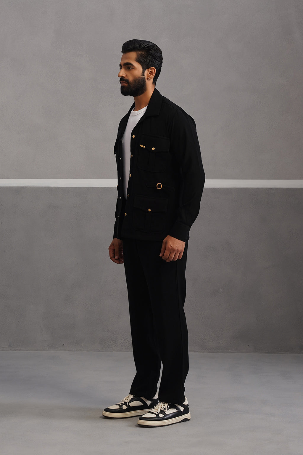 Luxury Four Pocket Co-ord Set - Black