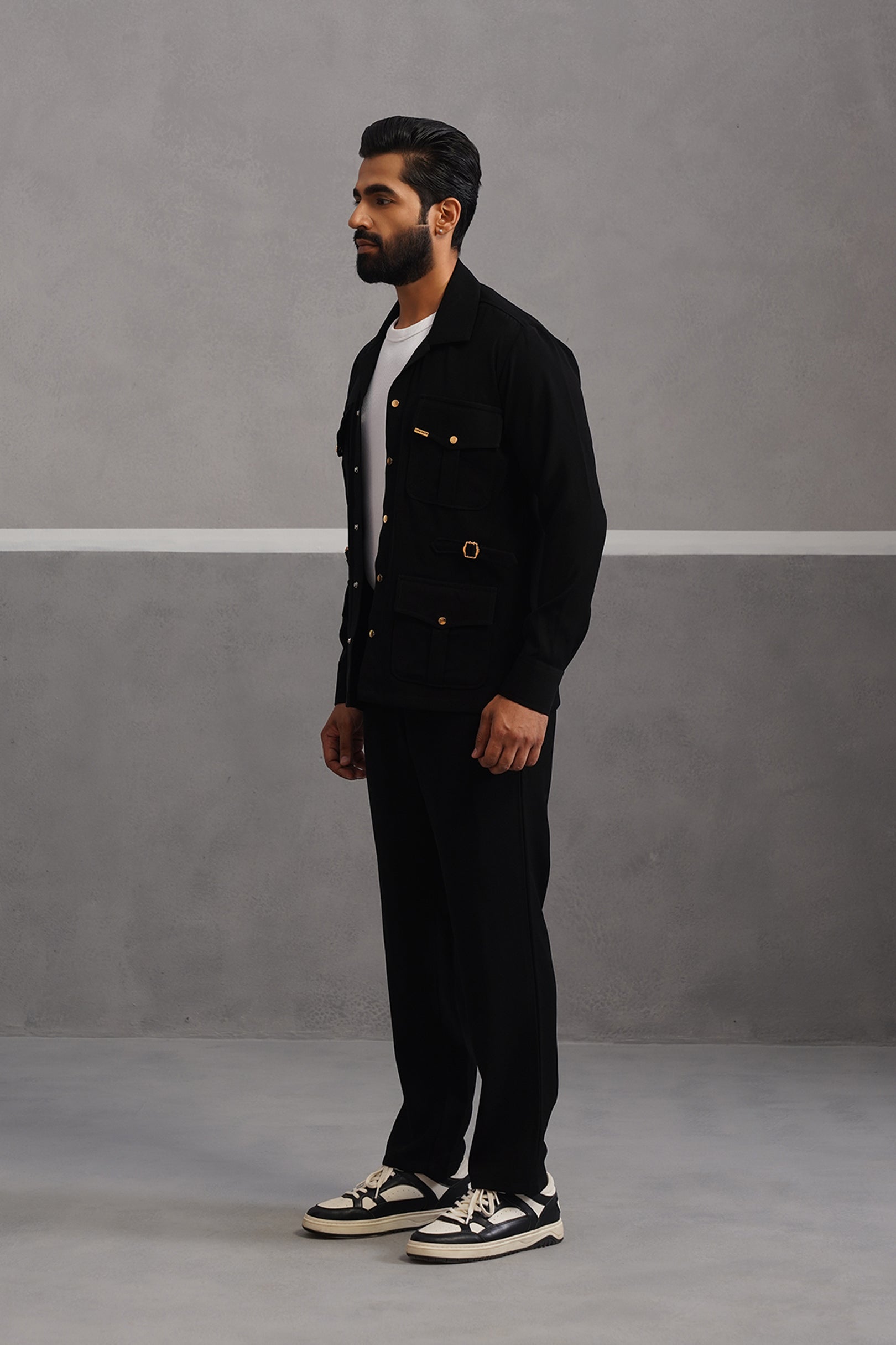 Luxury Four Pocket Co-ord Set - Black