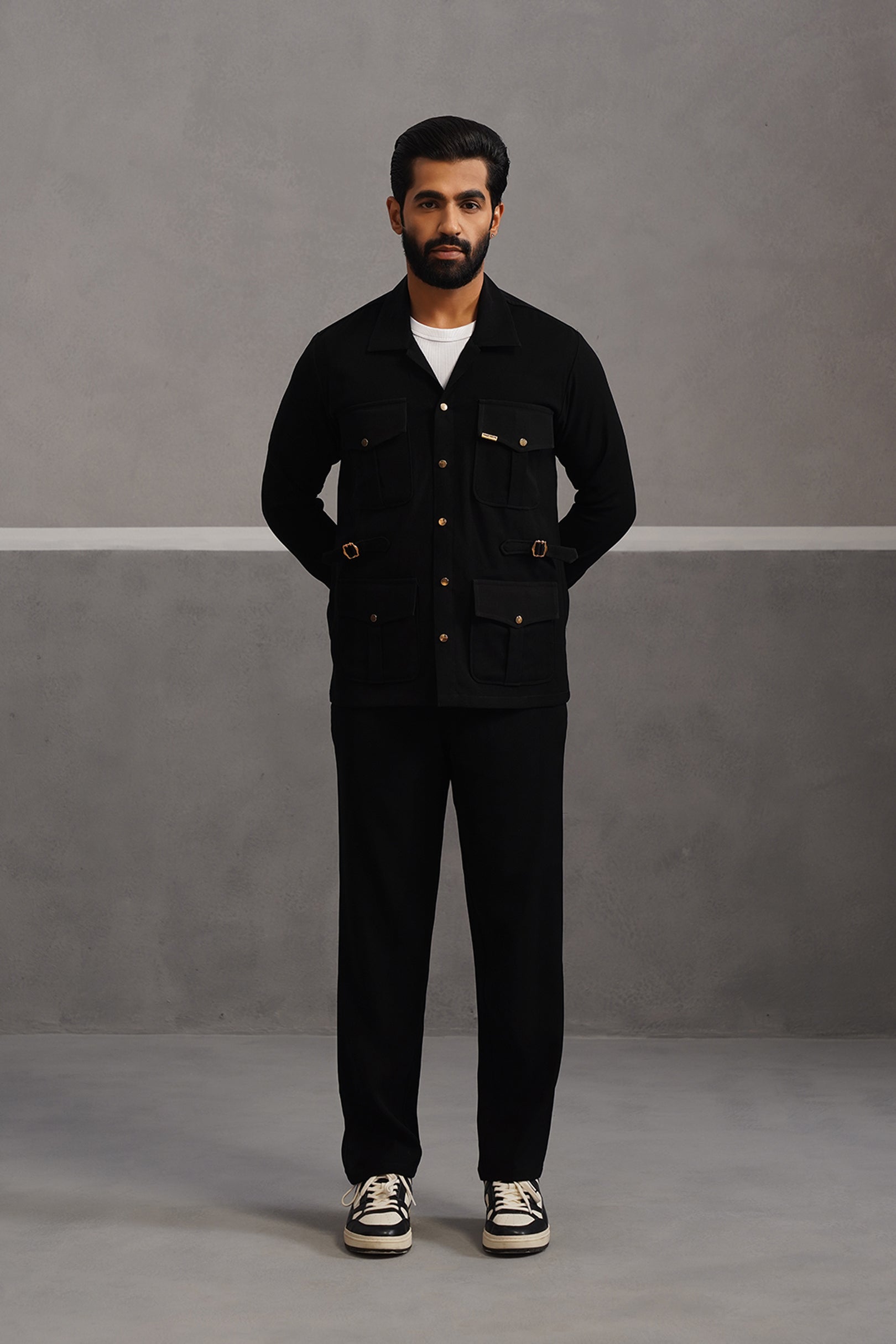 Luxury Four Pocket Co-ord Set - Black