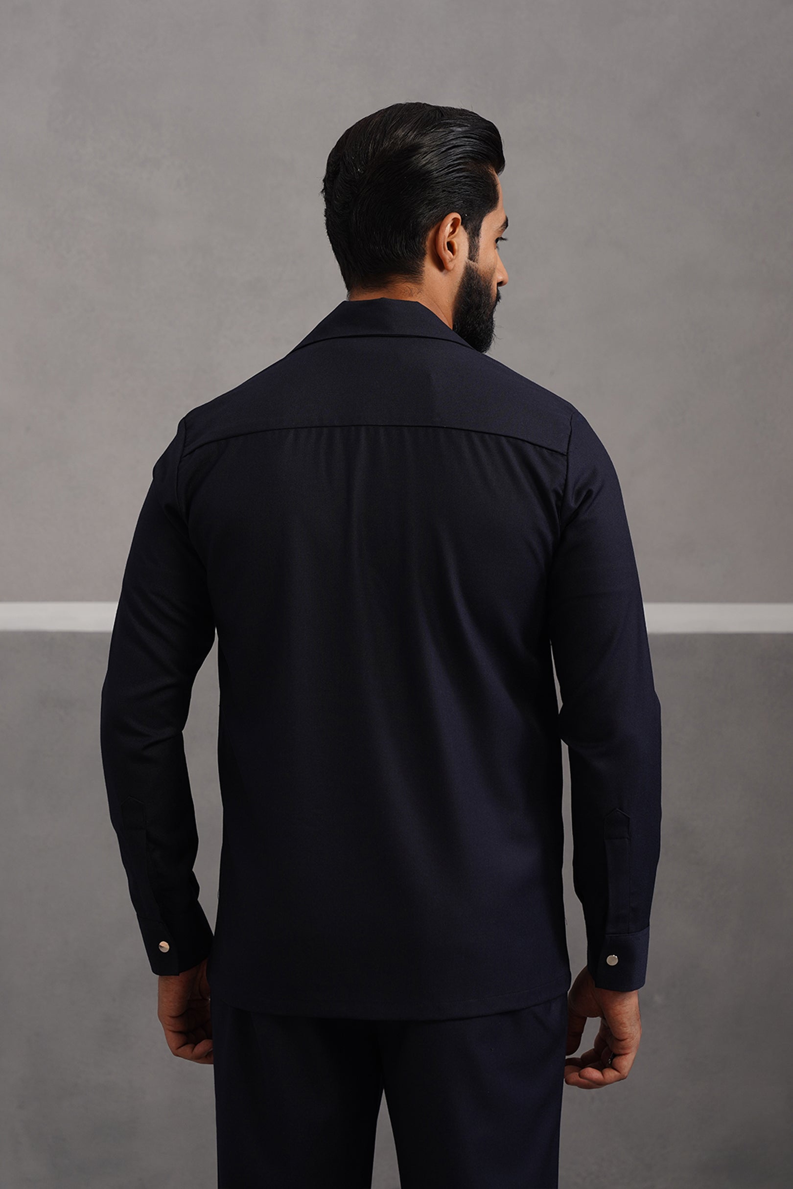 Terry Rayon Luxe Blazer Shirt - Blue