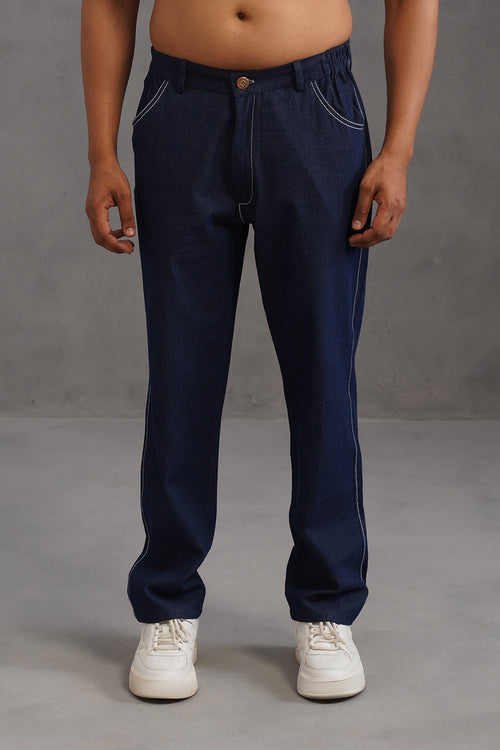 Cotton denim flexi waist lightweight jeans