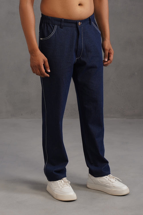 Cotton denim flexi waist lightweight jeans