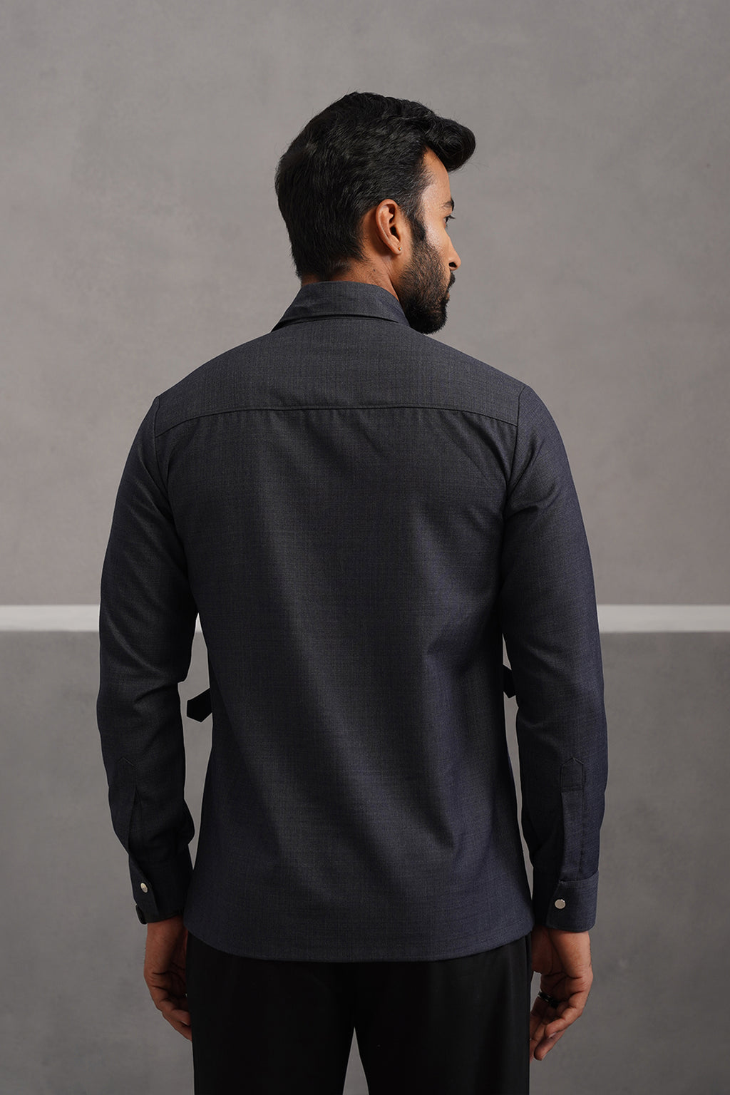 Terry Rayon Luxe Hunting Shirt - Dark Blue